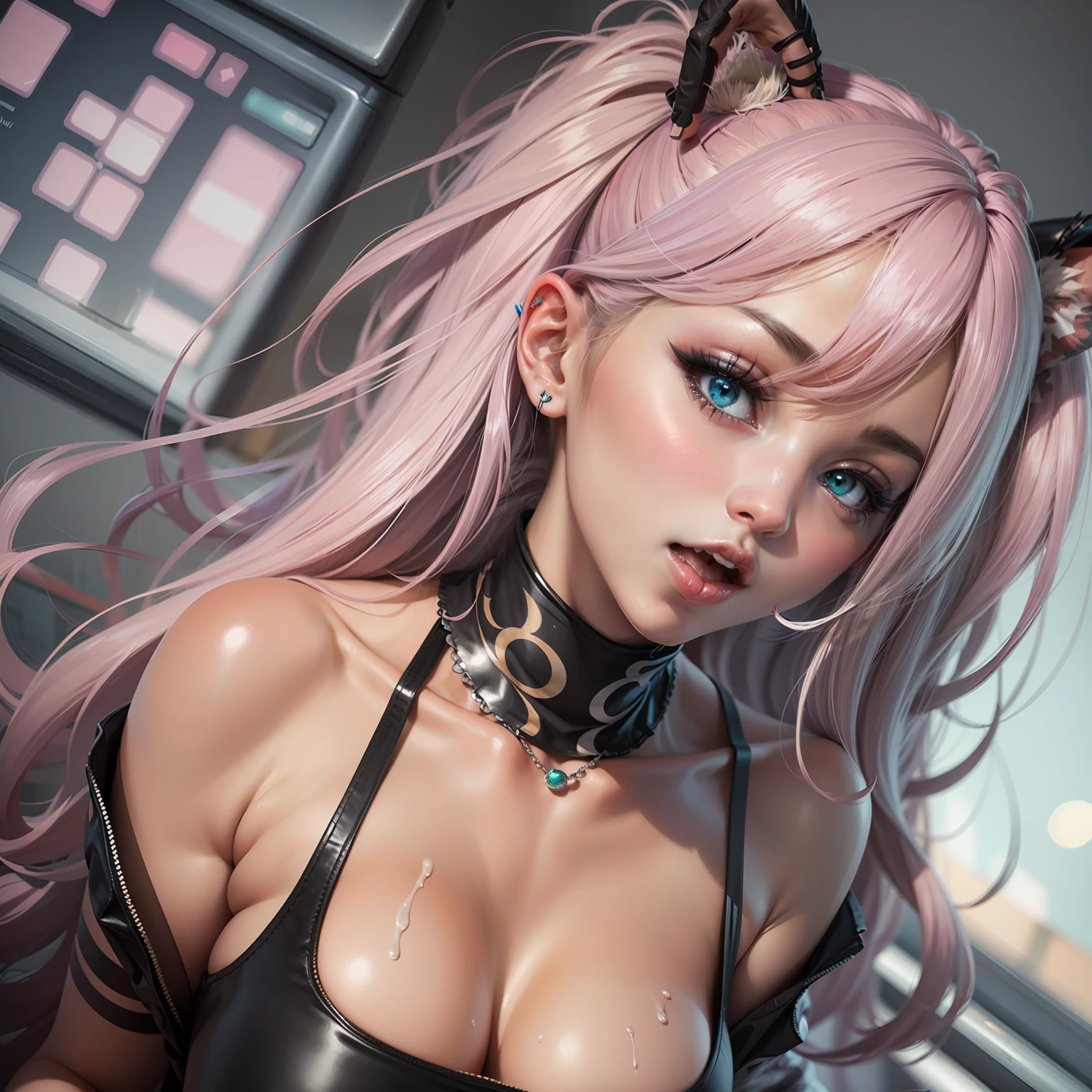 female pervert, ninja, ahegao, triple_penetration, cum, ganguro,