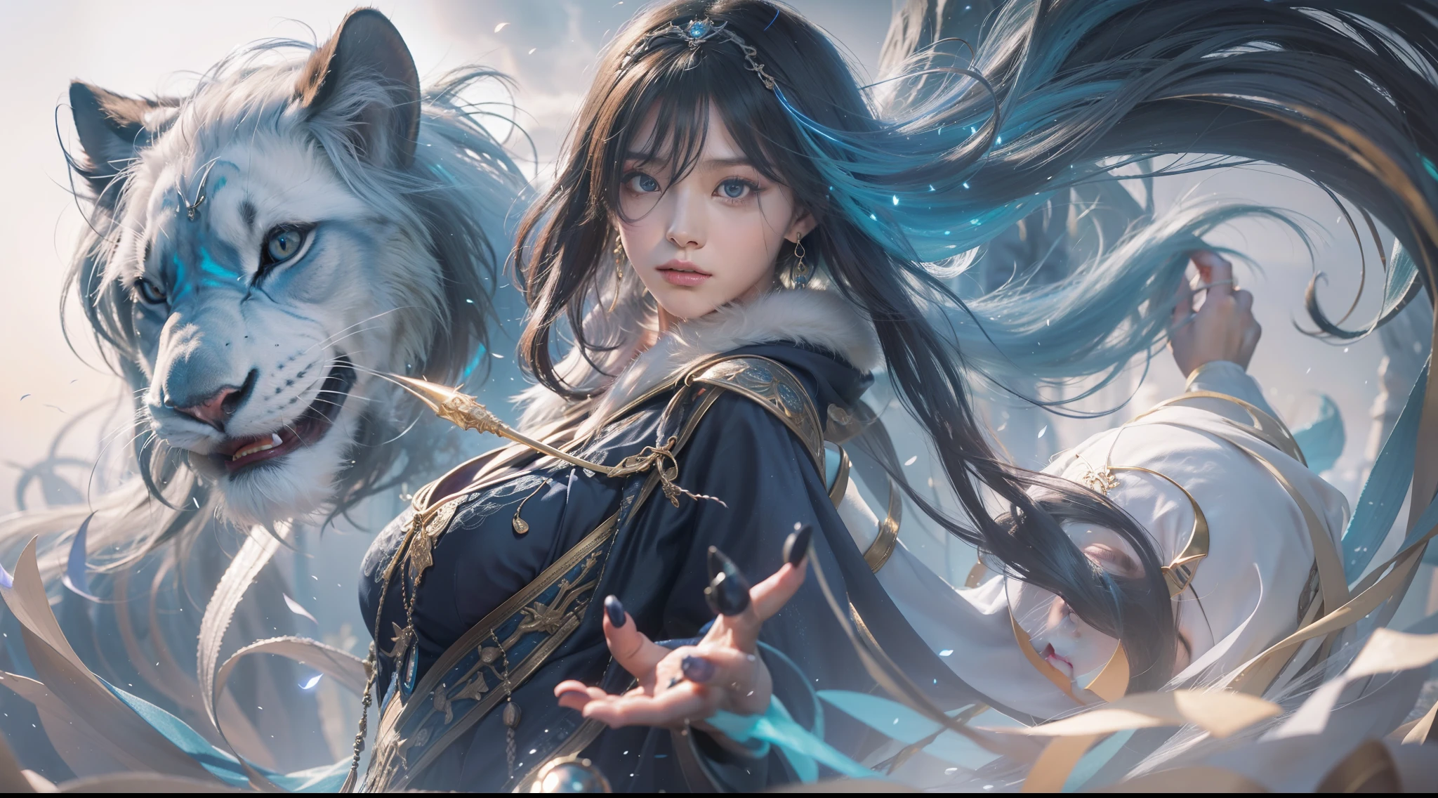 Medieval street corners,Night, Dark, (Fantasy),infinite,deep blue sky,The abyss of knowledge,Cowledge,((masutepiece)), (((Best Quality))),((Beautiful fine eyes)),(Eye lashes)、Very beautiful face、The ultra -The high-definition、Beautiful girl riding a giant white lion king、(1人)、Black hair、The long-haired、abyss eyes、glowy skin、oils、small tits、Perfect human body structure、Wizard robes、tattered cloth、Realistic coat、Tee、Super delicate CG Unity 32k wallpaper、photoRealstic、masterpiece, ((ultra-detailliert)), ((illustratio)),colourfull,wall-paper,The energy,Unknown terror,Incomprehensible,Around the magic,Magical surroundings,magic wands,Boken,Flying pages,Know everything,Predict the future、Get to know the past、Infinite wisdom、blue flames、Warlock、magic circles、Pentagram、Spells、mantra、Singing magic