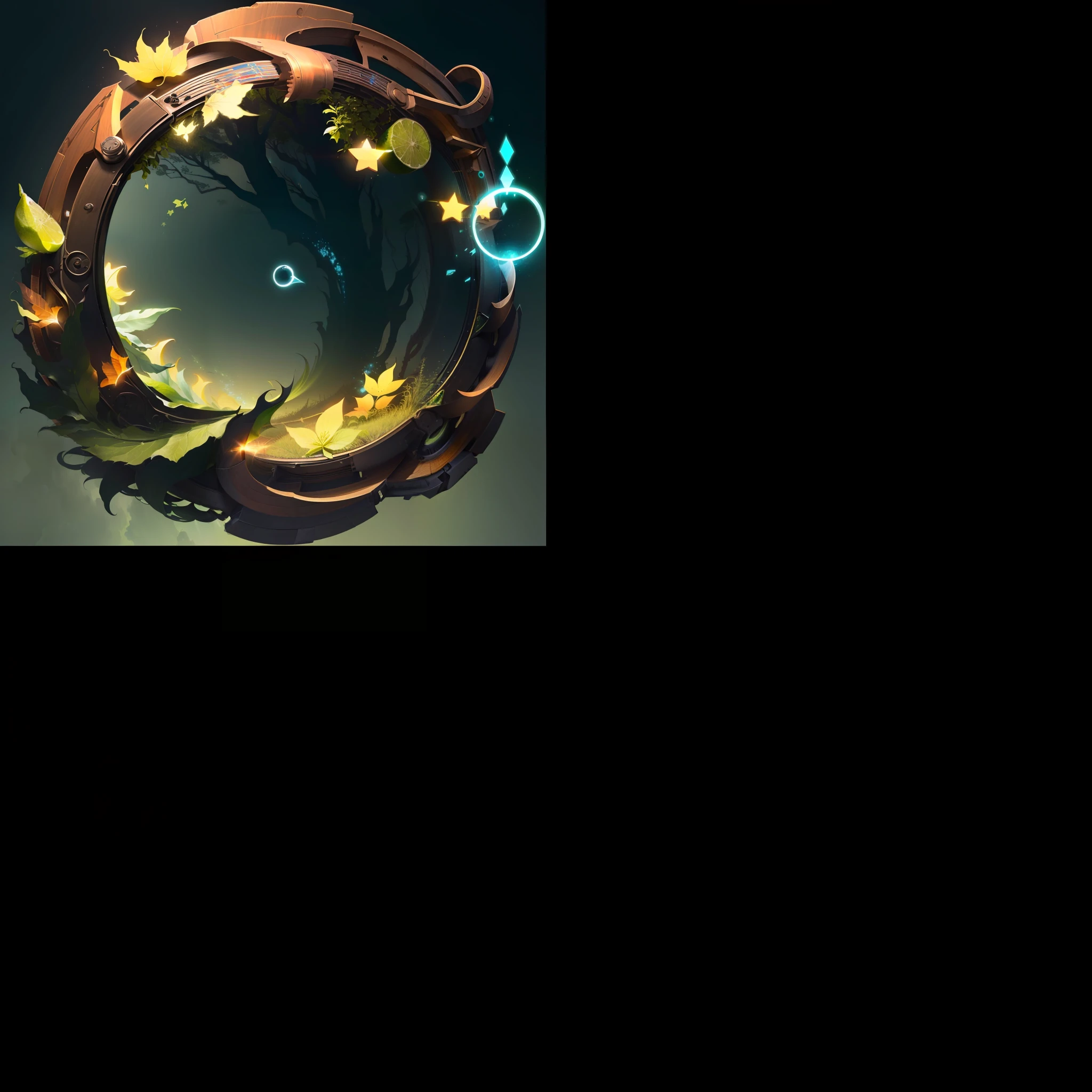 A portal rotating from left to right of lime green color