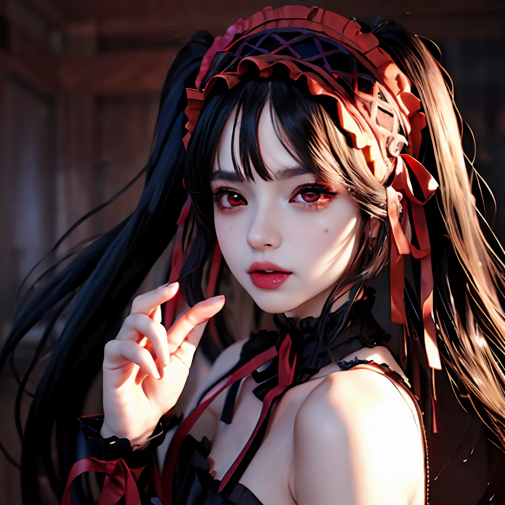 ultra realistic 8k cg, picture-perfect face, flawless, clean, masterpiece, professional artwork, 1girl, tokisaki kurumi, heterochromia,