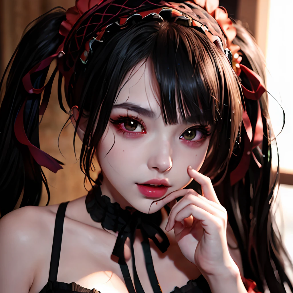 ultra realistic 8k cg, picture-perfect face, flawless, clean, masterpiece, professional artwork, 1girl, tokisaki kurumi, heterochromia,