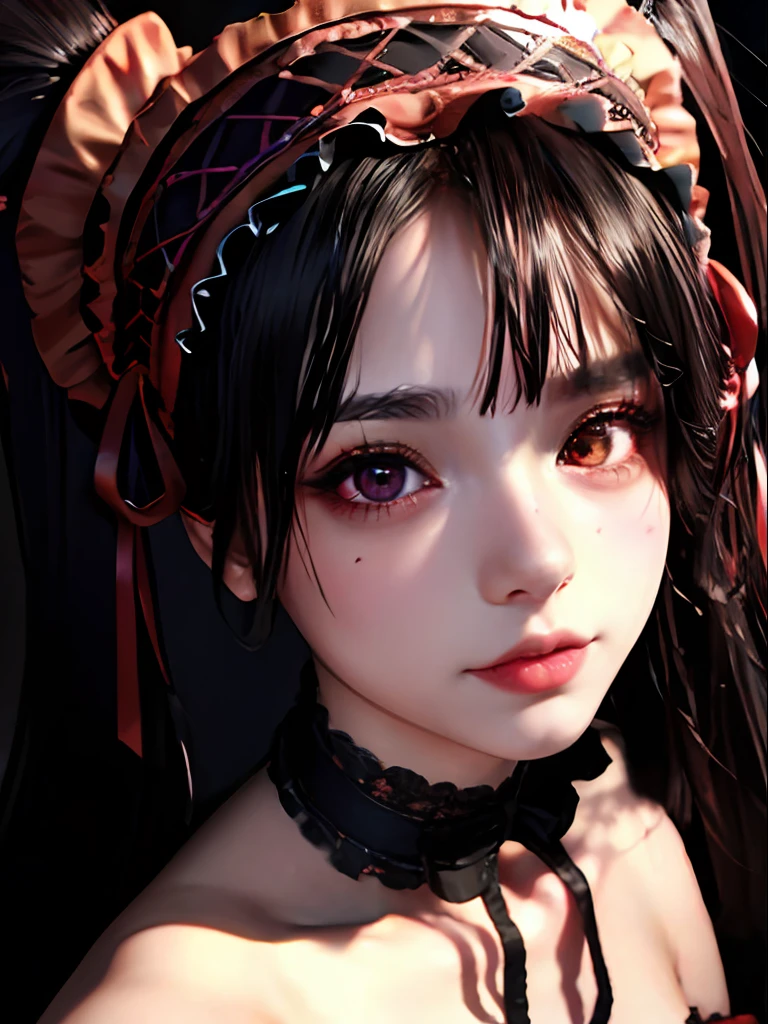 ultra realistic 8k cg, picture-perfect face, flawless, clean, masterpiece, professional artwork, 1girl, tokisaki kurumi, heterochromia,