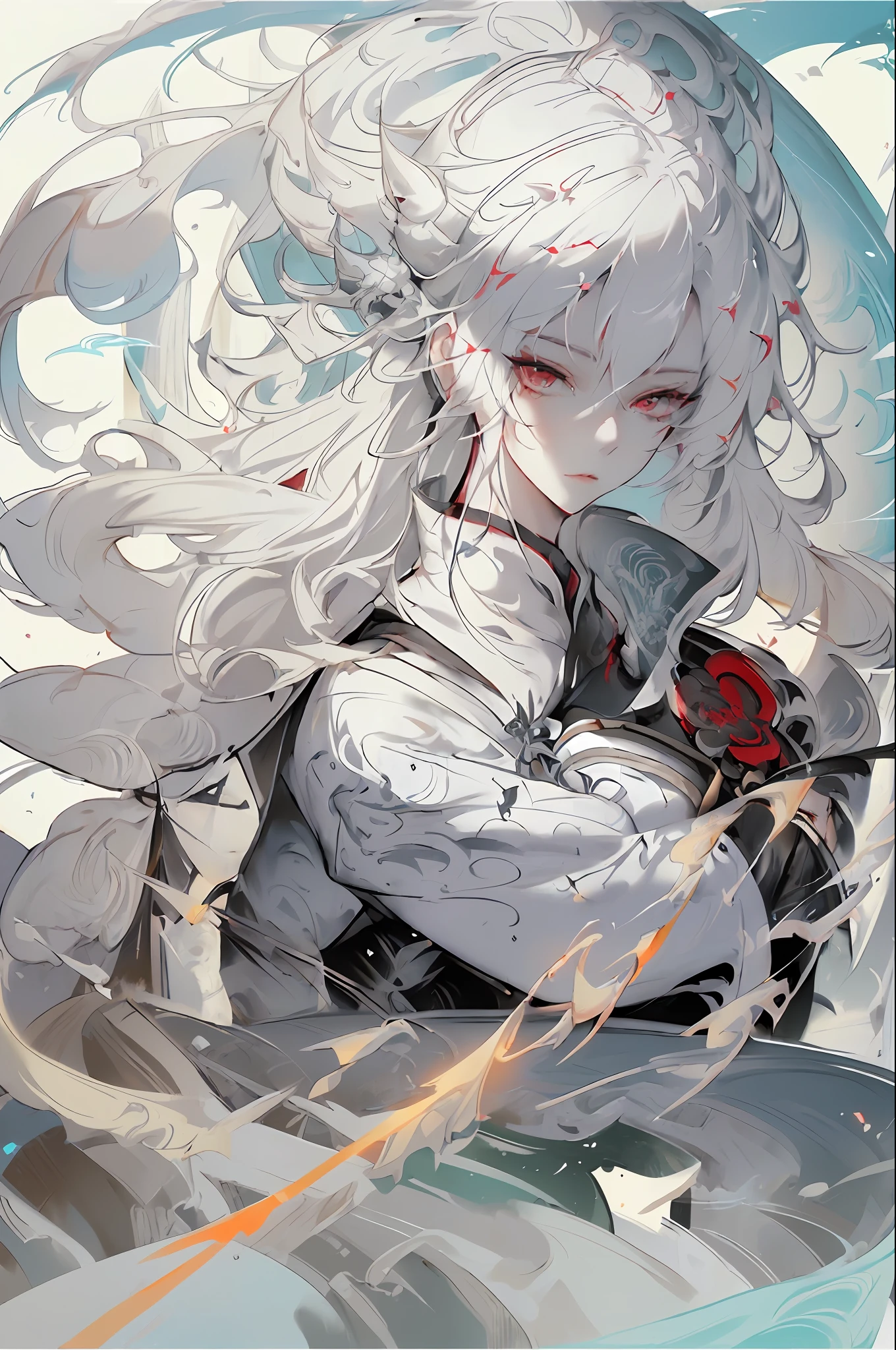 a close up of a woman with white hair and a white mask, beautiful character painting, guweiz, artwork in the style of guweiz, white haired deity, by Yang J, epic exquisite character art, stunning character art, by Fan Qi, by Wuzhun Shifan, guweiz on pixiv artstation