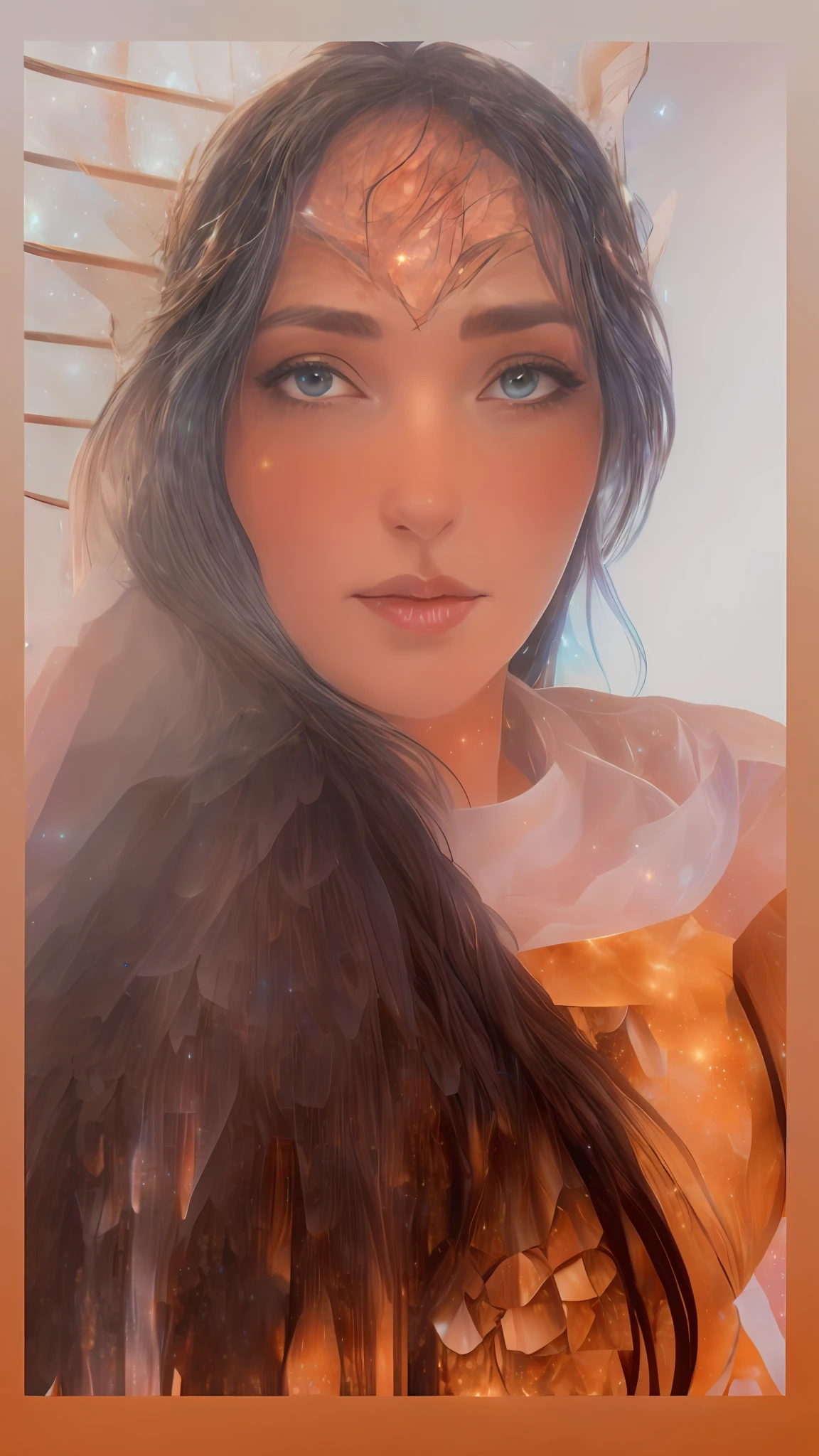 angel woman with galaxy crown on her head, 4k, galaxya style outfit