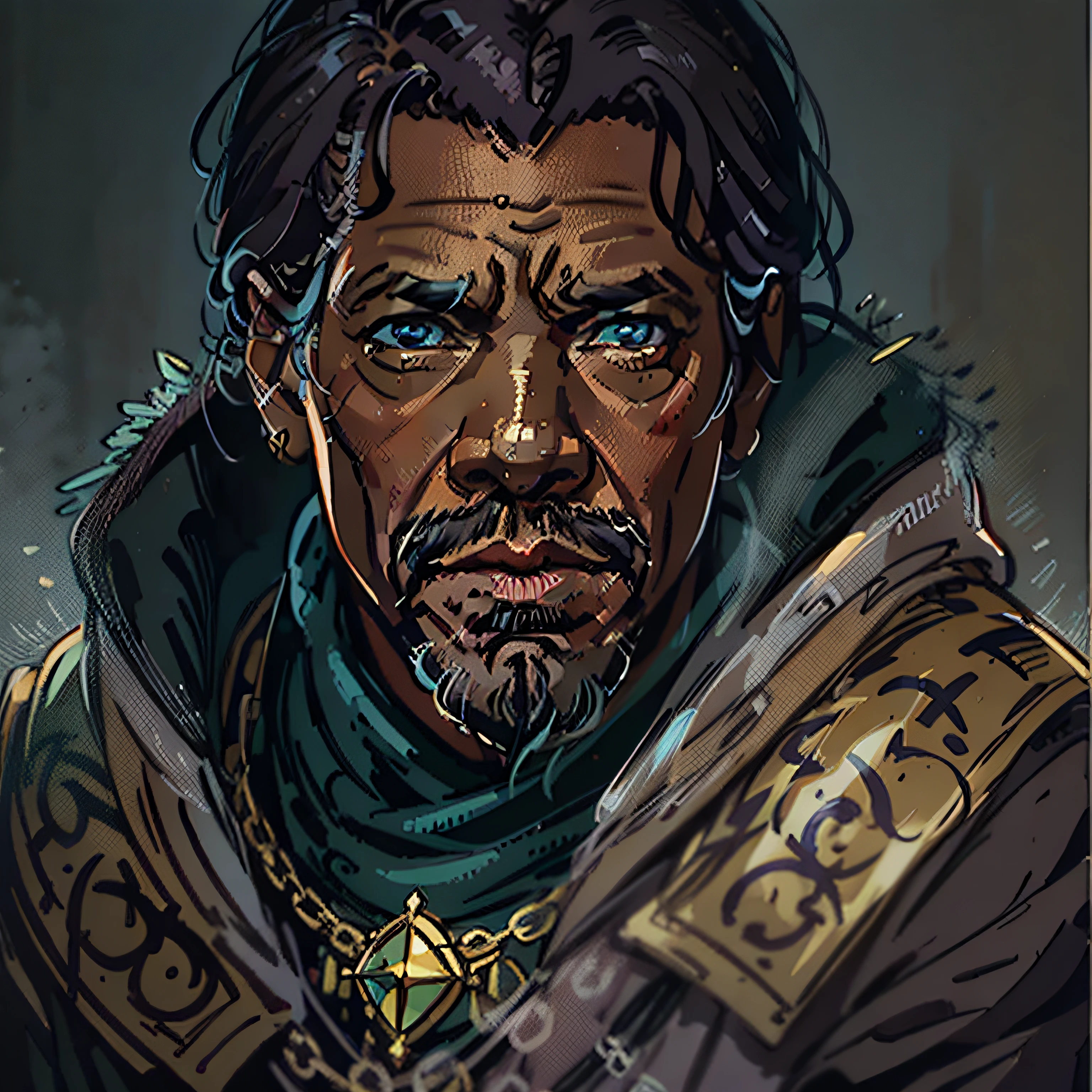 denzel washington look a like, warlock, rpg character, medieval fantasy, close up portrait