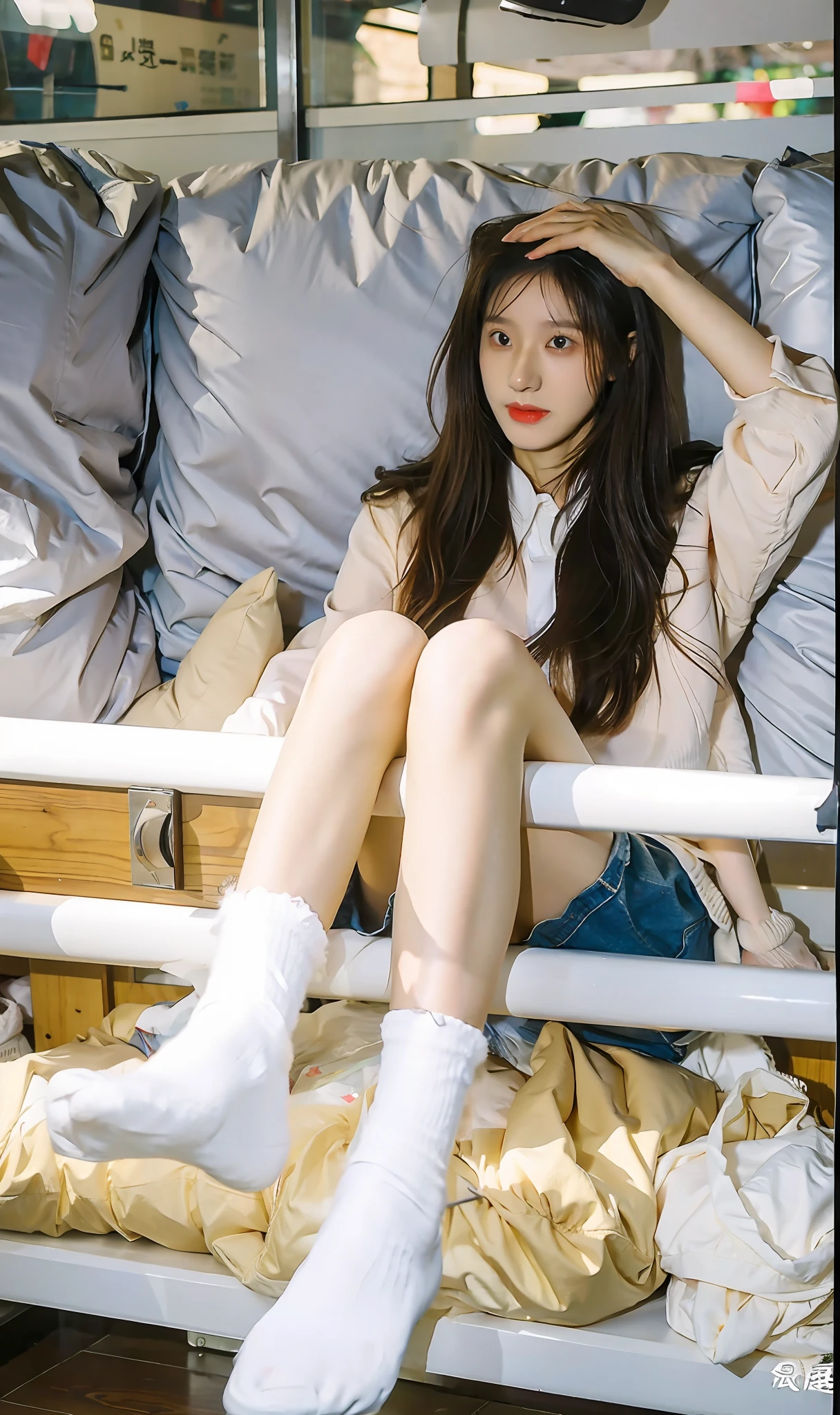 white short socks,best qualtiy,tmasterpiece,超高分辨率,(realisticlying:1.4),s girl,Juvenile