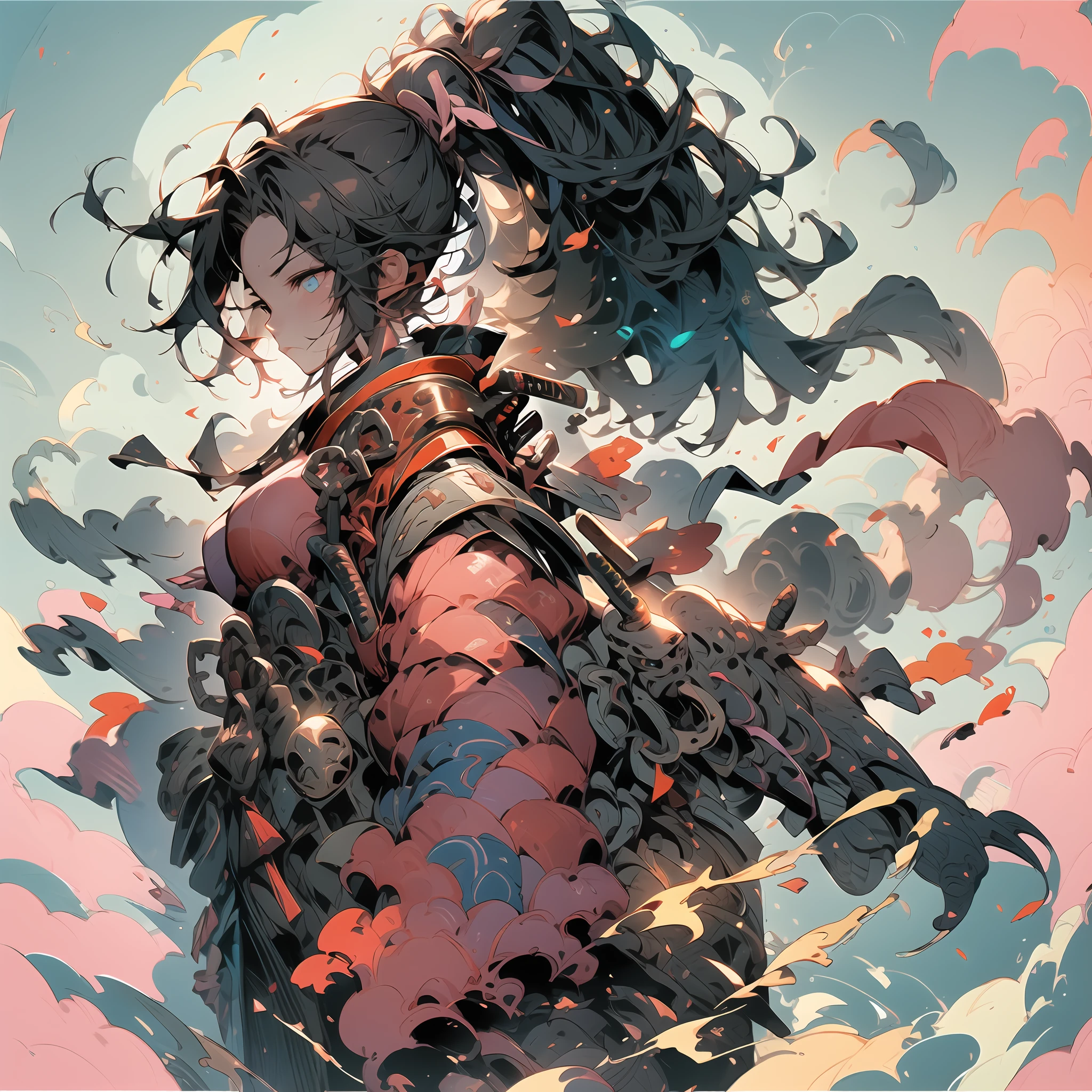 best quality,masterpiece,ultra high res,(depth of field) , professional lighting, physically-based rendering,perfect anatomy, hyper extreme detailed cg unity 8k wallpaper,BREAK
samurai,(japanes aromr),collarbones,(blue eyes),half-closed_eyes ,twintails,(absurdly long hair),(messy floating pink hair),large_breasts,head shot, side view,facial profile