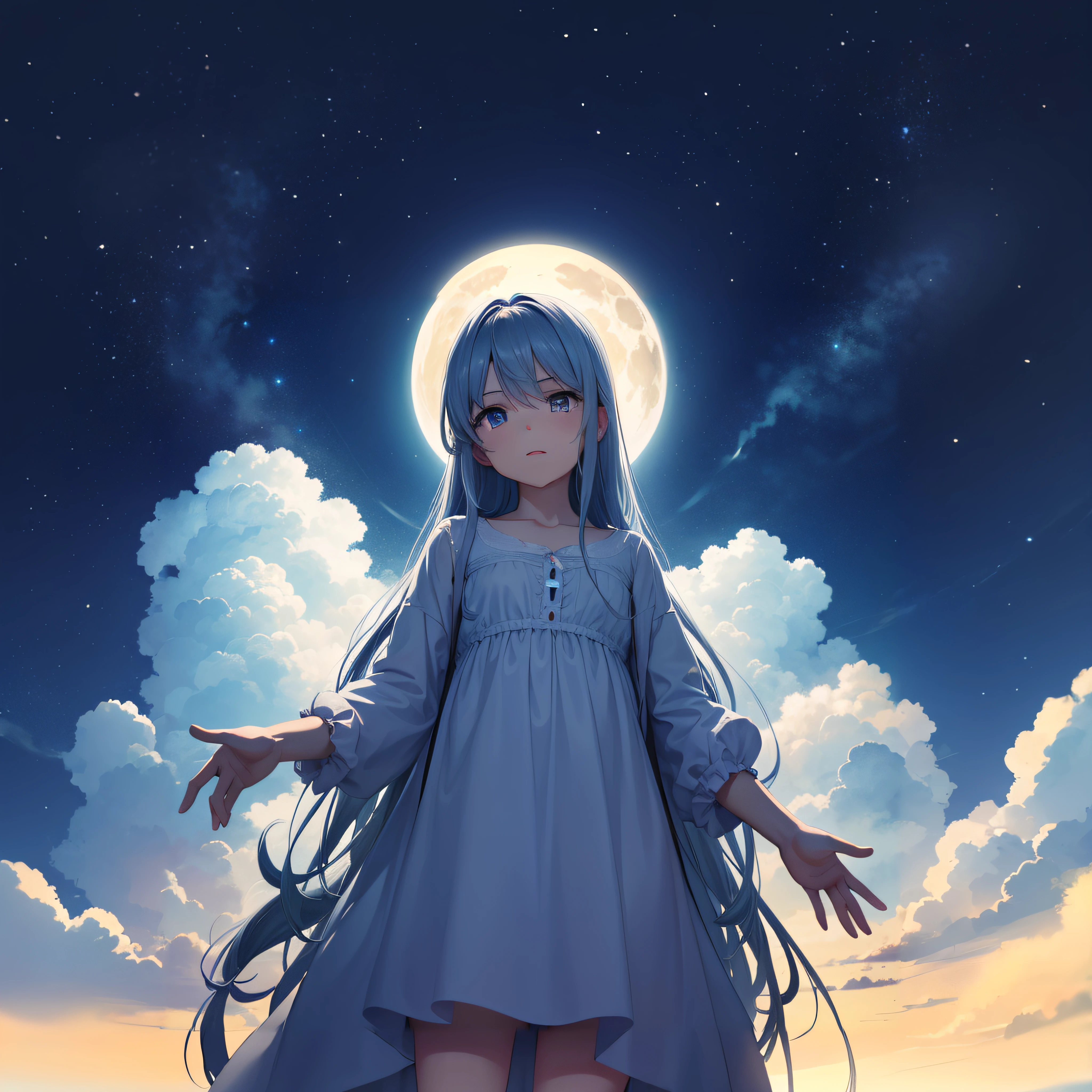 chica anime con cielo nocturno