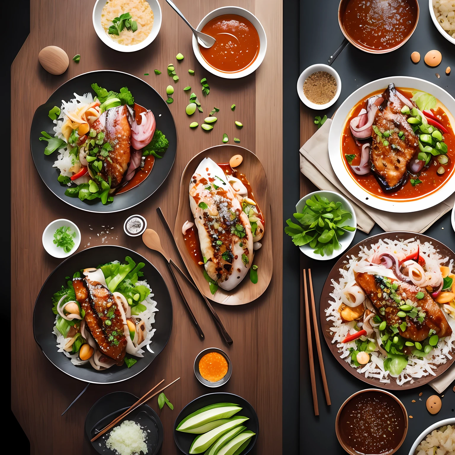 Tender and juicy teppanyaki squid，Greasy and delicious sauce+Close-up Shot Shot+film photo+photos taken by ARRI，photos taken by sony，Photo taken by Hasselblad+Shot with a 50mm lens+Incredibly detailed，Sharpness，the detail+Professional food fill-up，Photo lighting+gallery lightroom+behance photographies+unsplash Show less --auto --s2