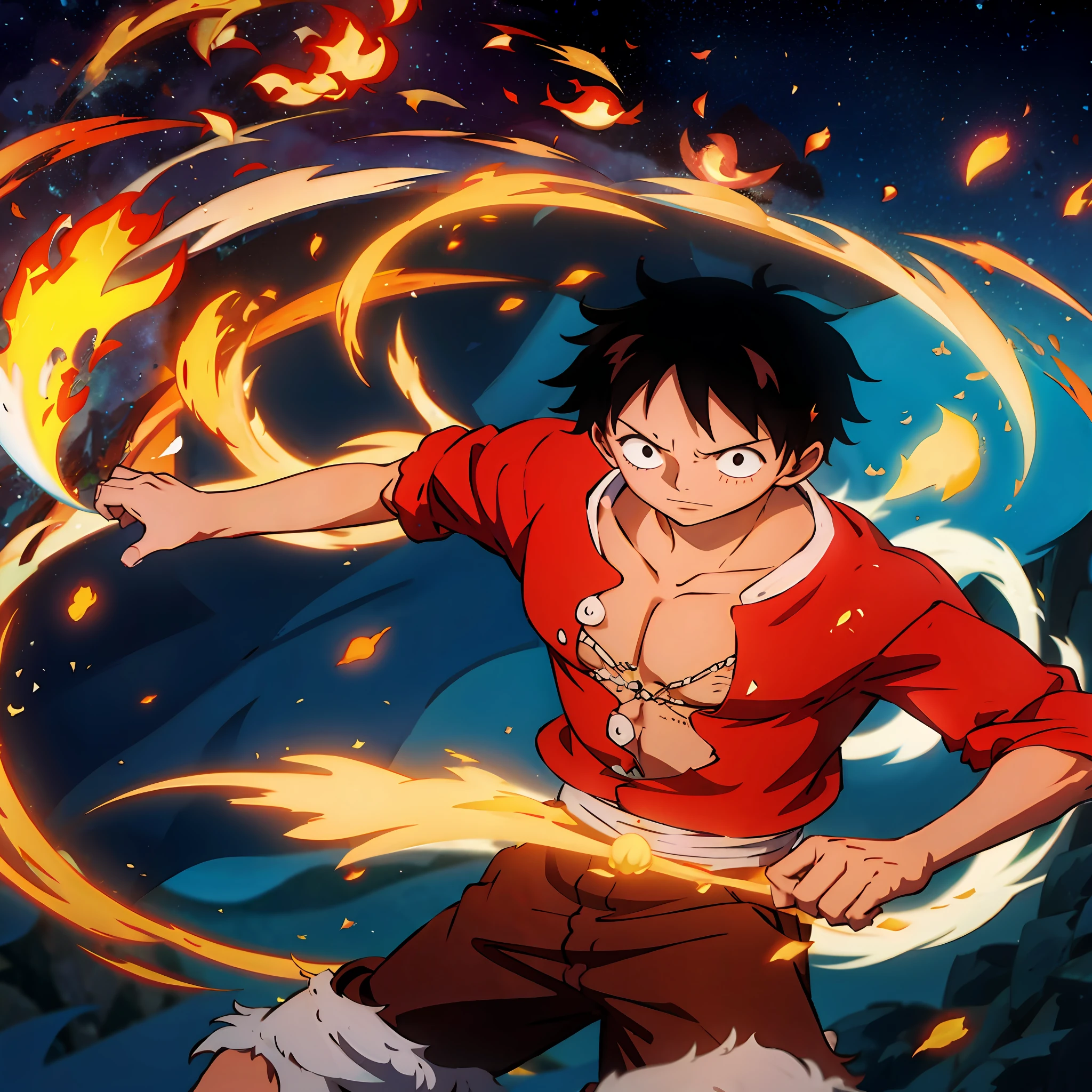 Fill with starry sky and fire effects