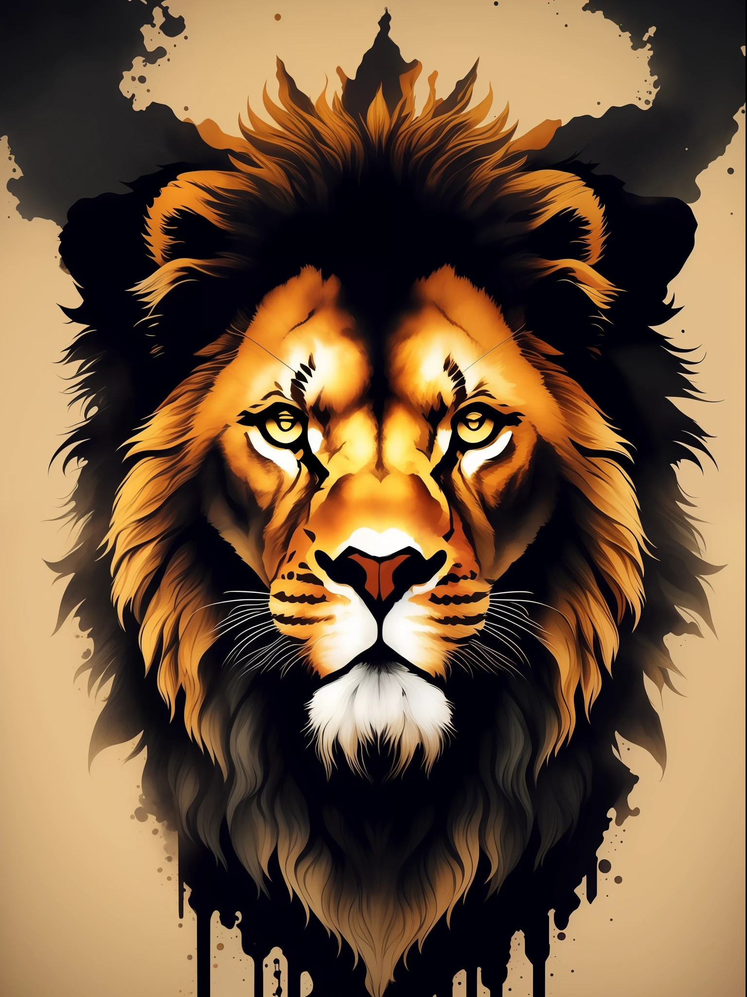 Lion of Judah, arte da camiseta, 2D, ((fundo preto: 1, 5)), vetor, cores vivas, obra-prima, melhor qualidade, detalhes intrincados, perfect symmetrical face, detalhes realistas, gothic theme, luz de aro, luar, cinematic shading, Greg Rutkowisk