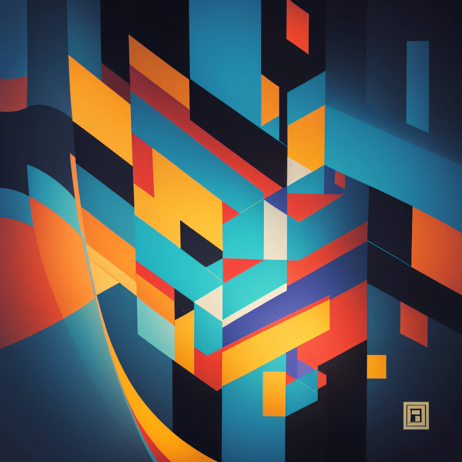 Abstract painting of geometric style, pattern, colorido, extra emphasis on straight lines and large, bold shapes, planos de fundo sujos como papel velho, destacando formas de linha