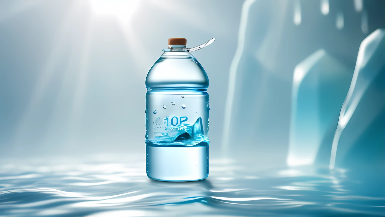 Close-up of a bottle of water on a rock face, ultra detailed water, commercial product photography, Product photography, high quality product photo, water, realistic water, water in background, Official product photo, Product photography 4 K, high quality topical render, photoshop water art, high qualityProduct photography，（Realism style 1.2）。