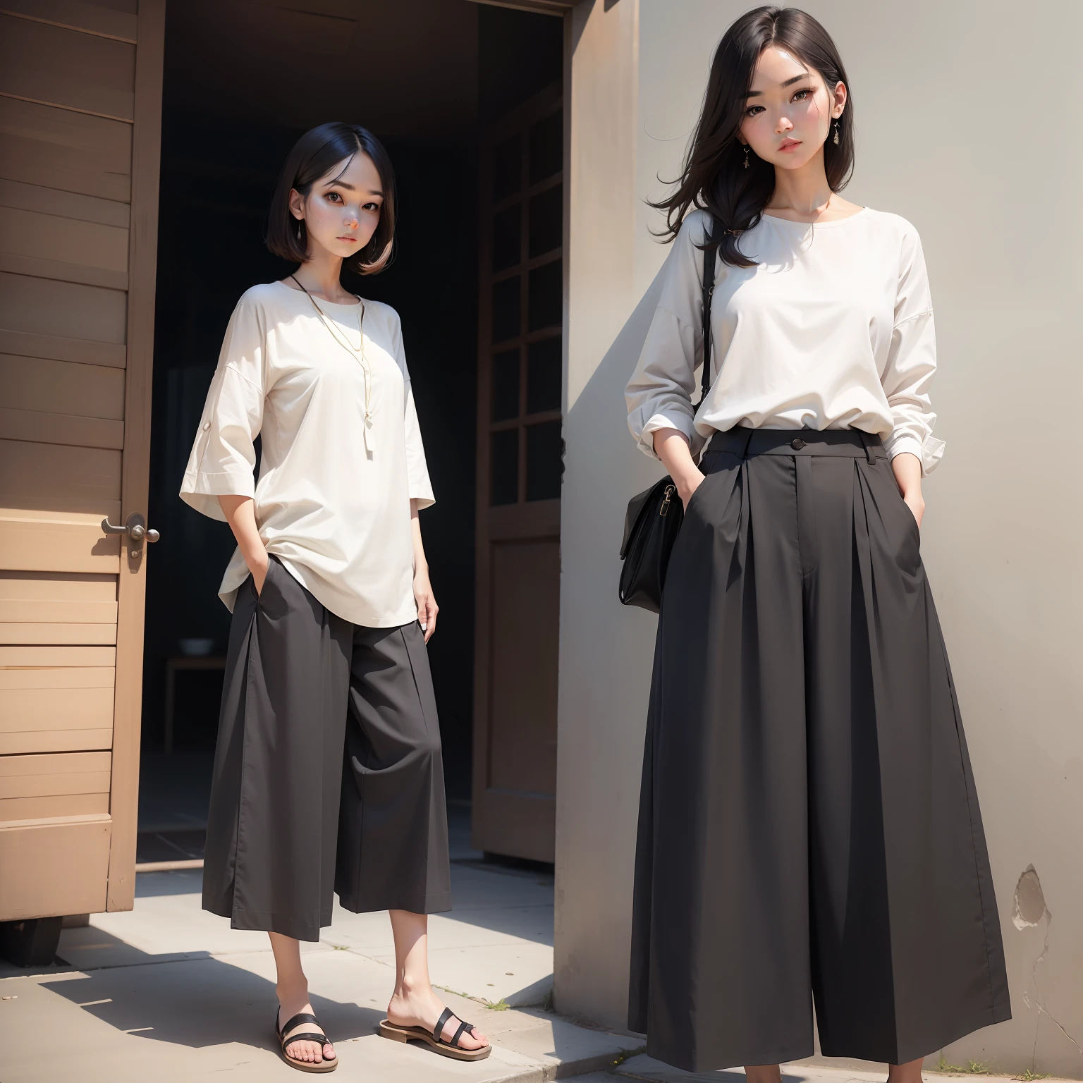 Cotton and linen wide-leg pants，Refreshing and breathable，Loose and natural，Casual Fashion，Black is versatile，Suitable for height 165