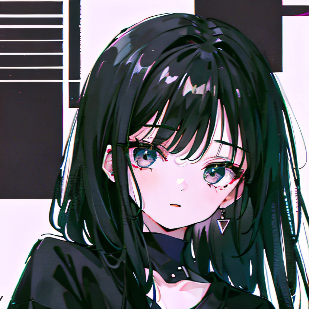 1girl,utmost+Beautiful+meticuloso_the face,utmost+Beautiful+meticuloso_The eye,The upper part of the body,closeup cleavage,cyberpunk backgrouns,sketching,solidcolor,A woman in a black shirt and black dress,Minimalist style,Wear elegant casual clothing,boots,Milk and black style,Black eyes,Modern and stylish dress,Casual modern dress,inspo , Anime,Blackn clothes, a black skirt, Neutral tones, black and white color scheme, leisure wear, scary face,, 22 year old, adult face, long hair, ((black hair))