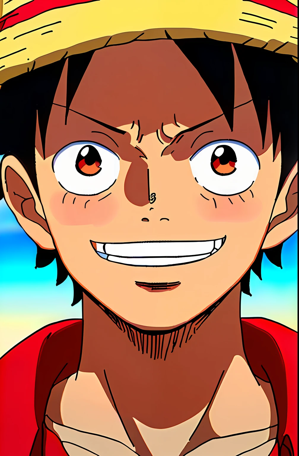 1boy, Monkey D. Luffy, Smile, Straw Hat, View Viewer, Solo, Full Body, ((Masterpiece)), (Best Quality), (Very Detailed), Depth of Field, Sketch, Dark Shadows, Sharp Focus, Soft Lighting, HDR, Colorido, good composition, Ambiente Inflamado, Very good, Camisa Fechada, Anime Screencap, Cicatrizes Sob os Olhos, Pronto para Lutar, Olhos verdes, Nu, Musculoso