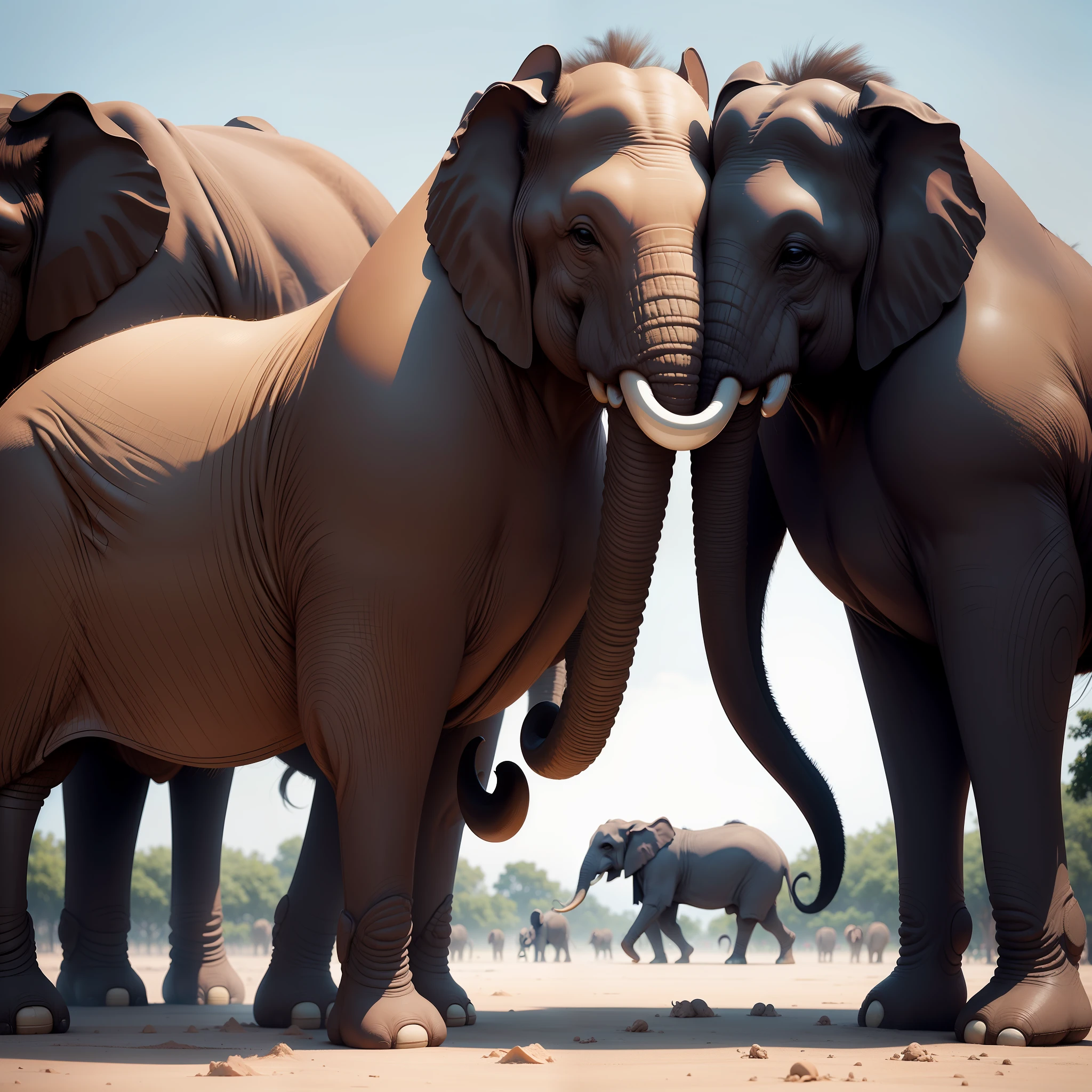 elephants pulling in a tug of war contest, 8k, masterpiece