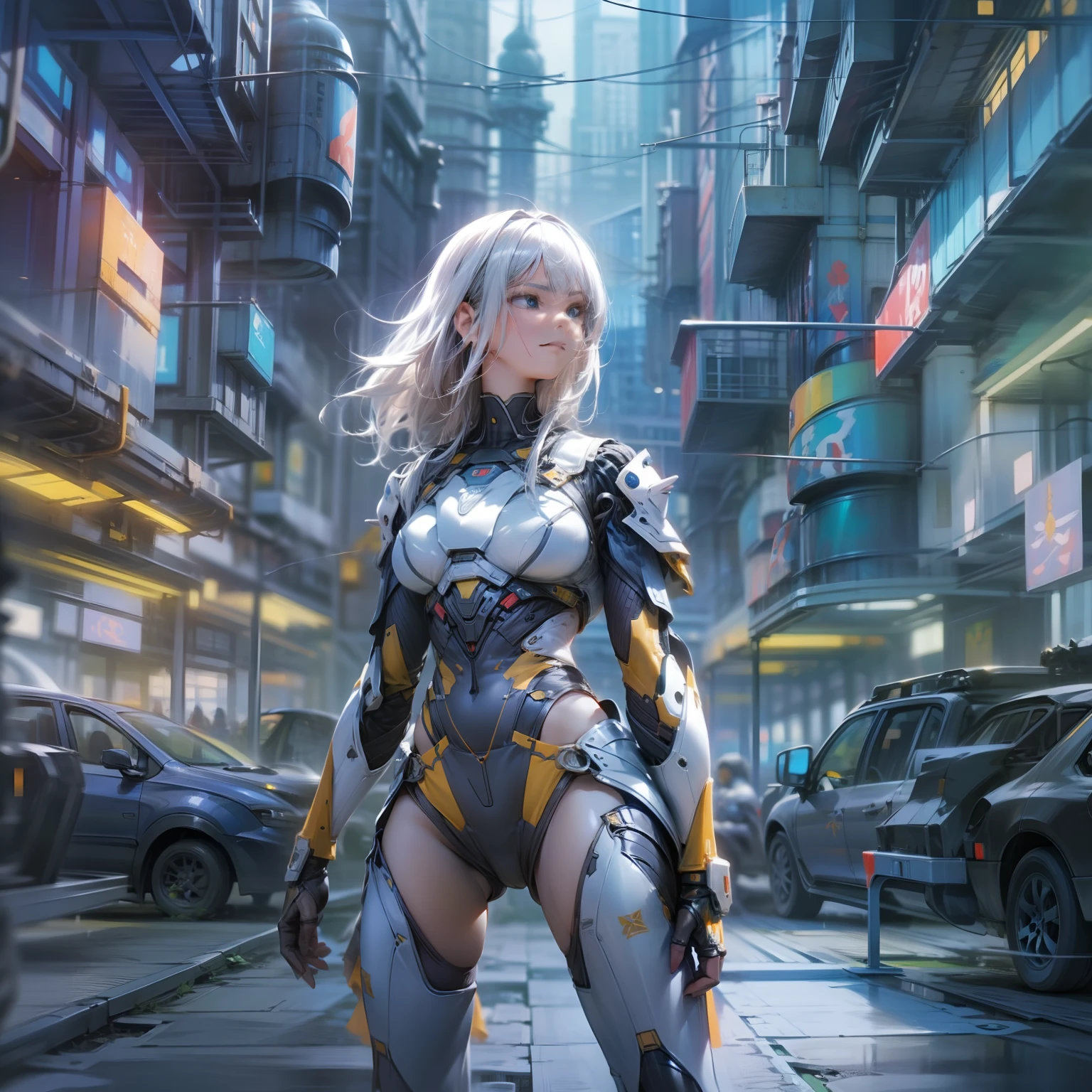 New recreate:
theme:Future Warrior
8k、Illustration of a future warrior in ultra high definition detail。She is beautiful and powerful、Fight as a warrior to protect the world of the future。Hair shines silver、Futuristic equipment and accessories symbolize her warrior look。
The background is a beautiful city of the future、Depicting technologies and buildings of a bright future。It depicts a scene of a futuristic world where future warriors are active、Feeling advanced technology and hope for the future。
Pose with a strong posture as a future warrior、We are fighting with advanced combat technology。Her eyes were calm and calm.、Feel the will to face future threats。
The costume is a futuristic combat suit、Equipped with high-performance armor and accessories。Expresses strength as a warrior and hope for the future。
The colors are beautifully expressed by the light of the futuristic city and her silver hair。The energy brilliance of future technology is even more pronounced.。
The effect is、It depicts a dynamism that seems to emit futuristic energy..、Her determination for the future and the intensity of the battle are expressed。
Background effects depict the progress and excitement of a futuristic city、Battles of future warriors unfold on a large scale。Her beauty and hope for the future color the entire illustration、The figure of a future warrior is depicted。