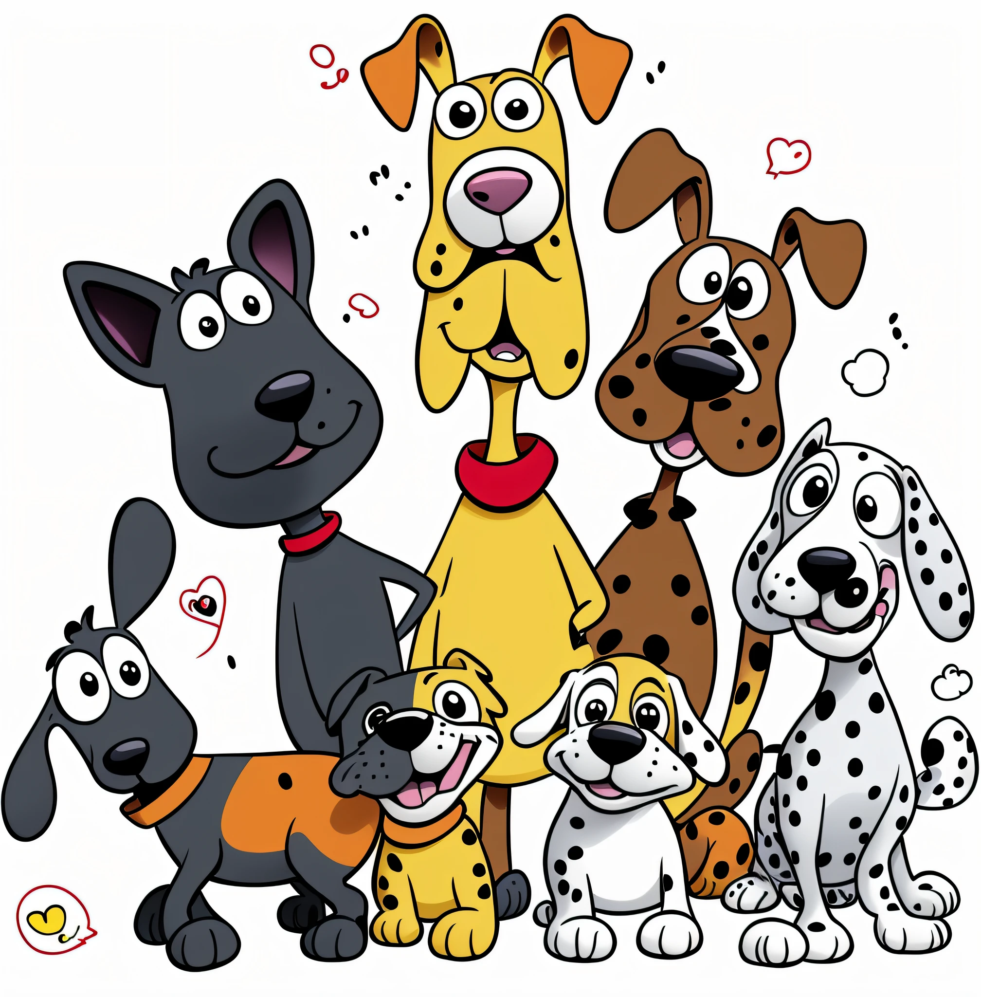 Cartoon dogs with different expressions and face shapes, Cartoon illustration, Dogs, Cartoon image, spot illustration, blobs, pet animal, Cartoon, cartoonish style, Cartoon style illustration, full-colour illustration, A illustration, illustrated!!, funny illustration, funny cartoonish, family photos, author:Pal Barkai, amusing, cartoon art, author:Bob Singer, digitally colored