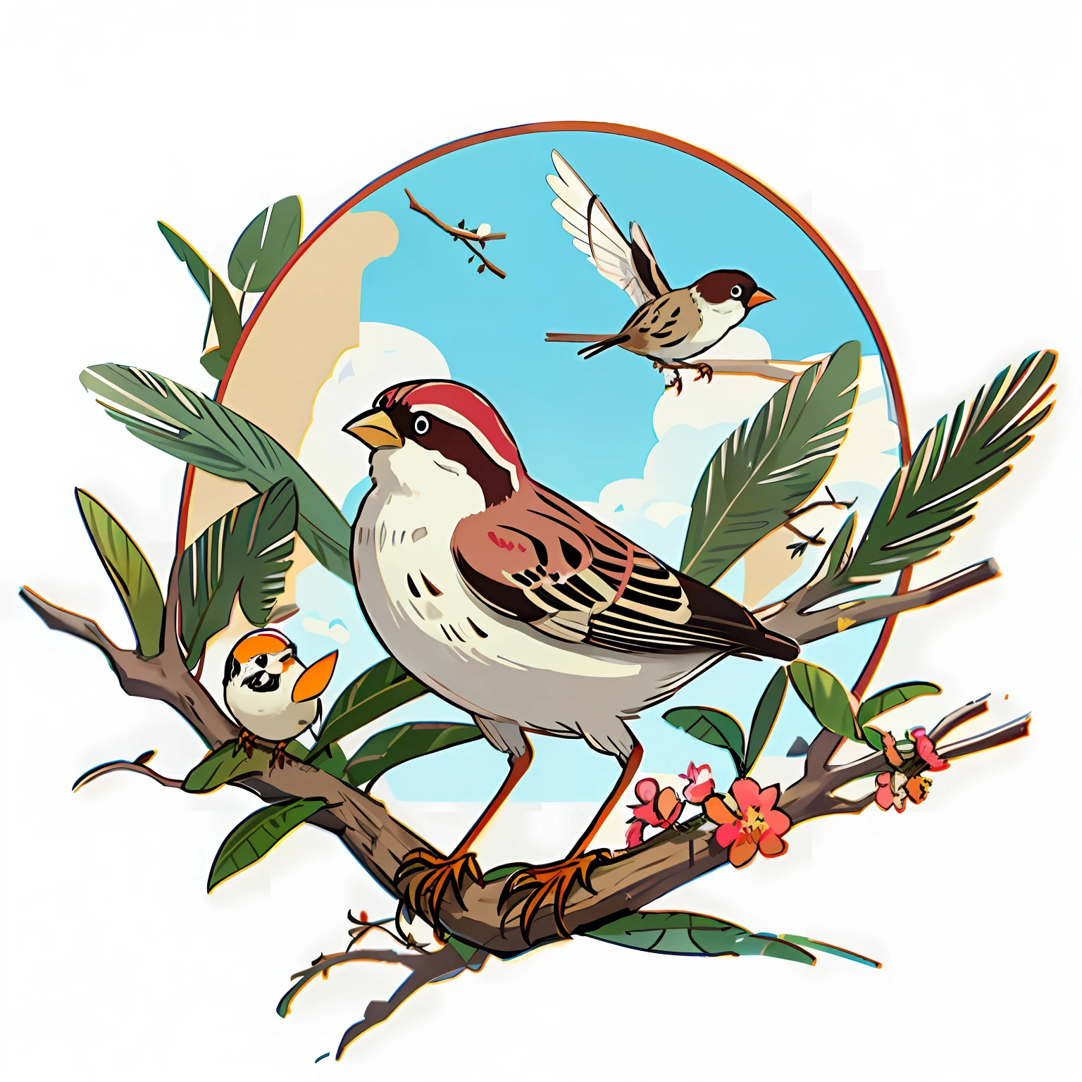 sparrow, cartoon, Duan, , large bird, large sparrow ,