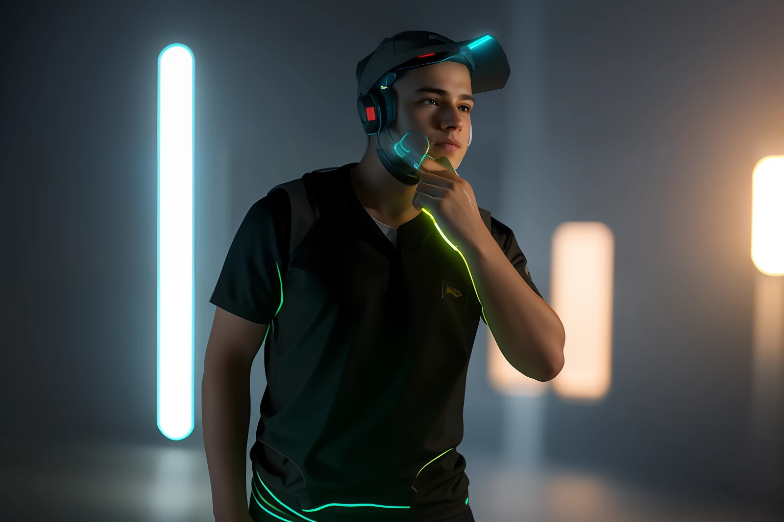 Cyberpunk, smart boy, realistic face,lighting realistic background, 8k,v4