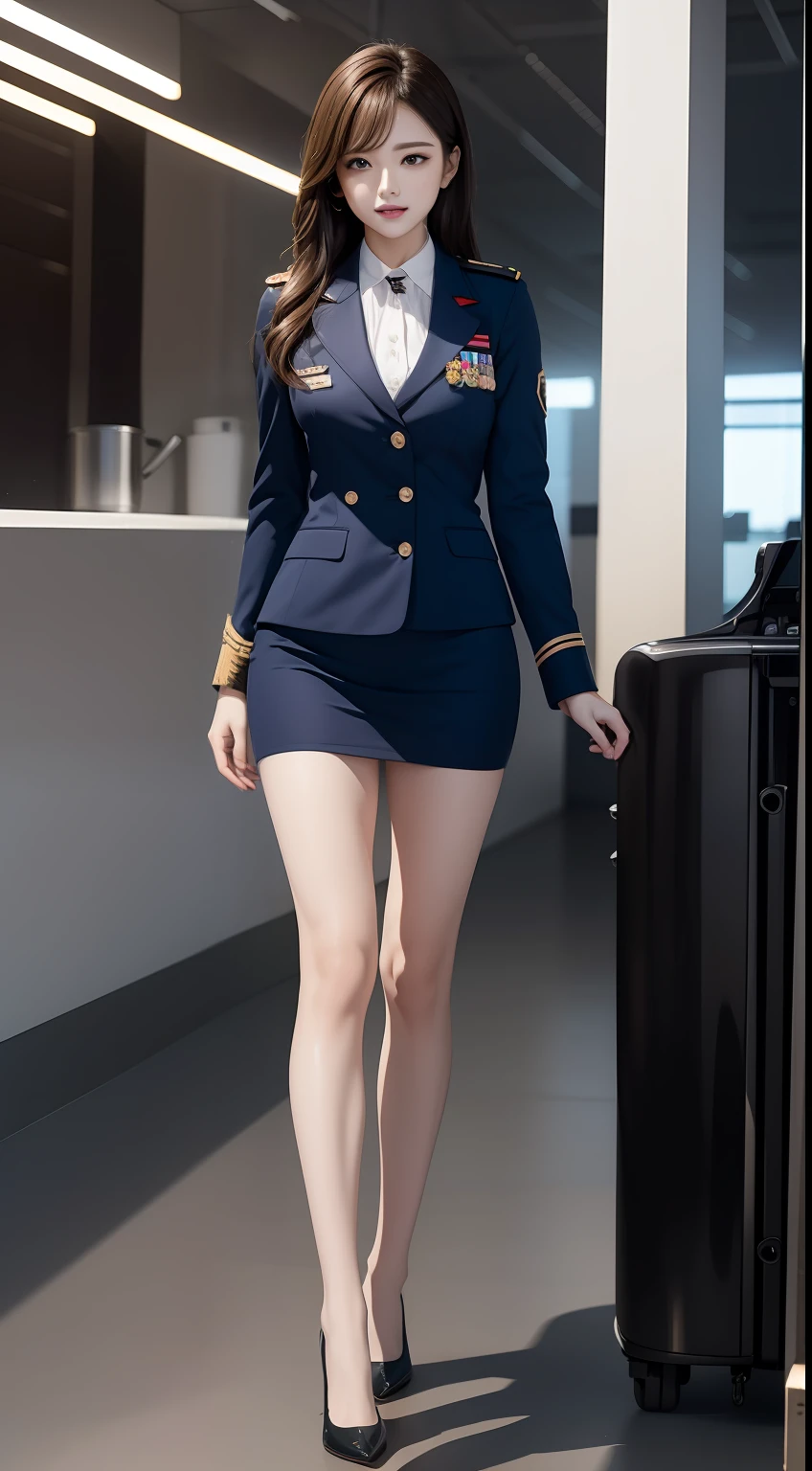 （RAW photos，HighestQuali），（dynamicposes)，Full body like，The uniform of a flight attendant, Depicts a group of characters in various action scenes，Manhwa Style，（realisticlying，realisticlying：1.3），HighestQuali，tmasterpiece，Very fine and beautiful，highly  detailed，CG，unified，2k wallpaper，Wonderful，beautifuldetails，tmasterpiece，HighestQuali，Extremely detailed Cg Unity 8K wallpaper，，