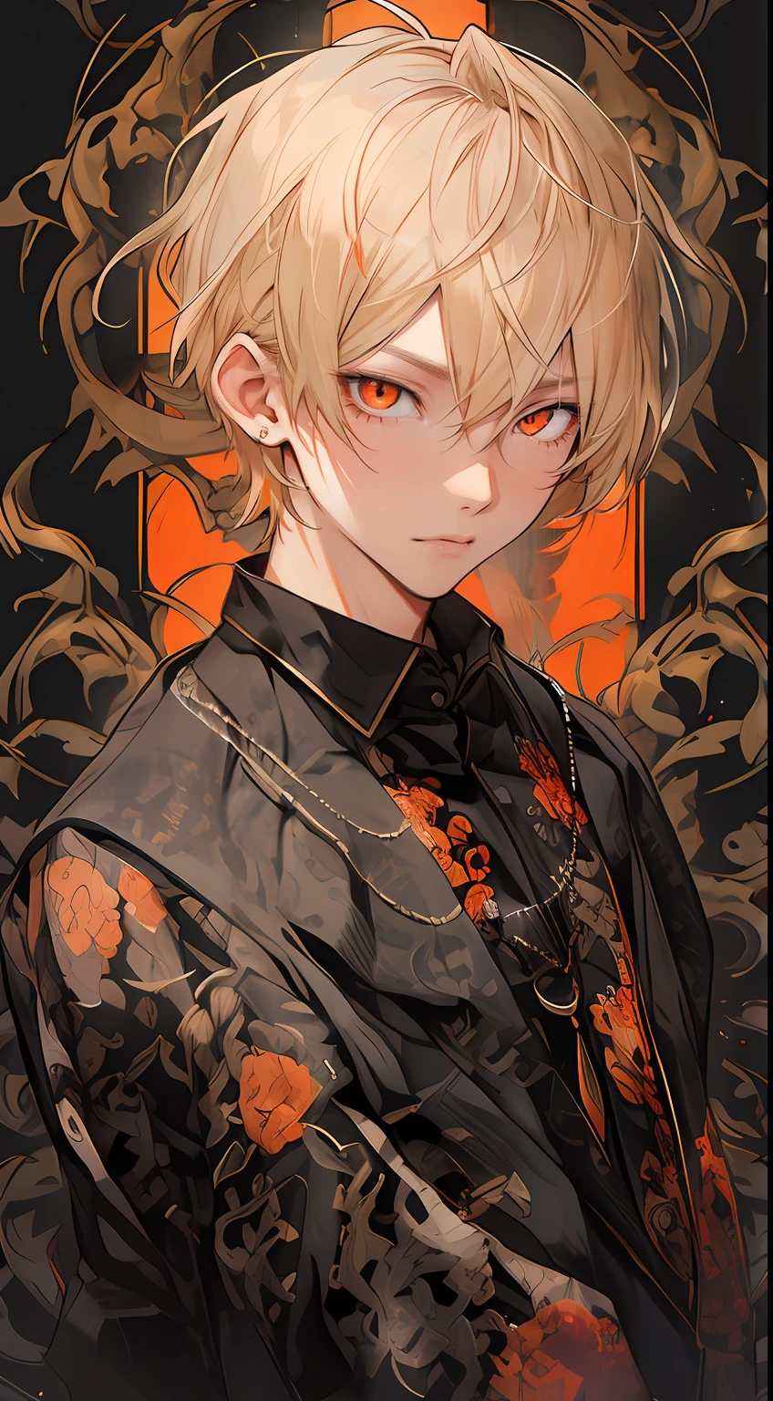 Orange Eyes、((Hanging eyes))、Sanpaku eyes、glareing、Yankee、Sanham、a cool、