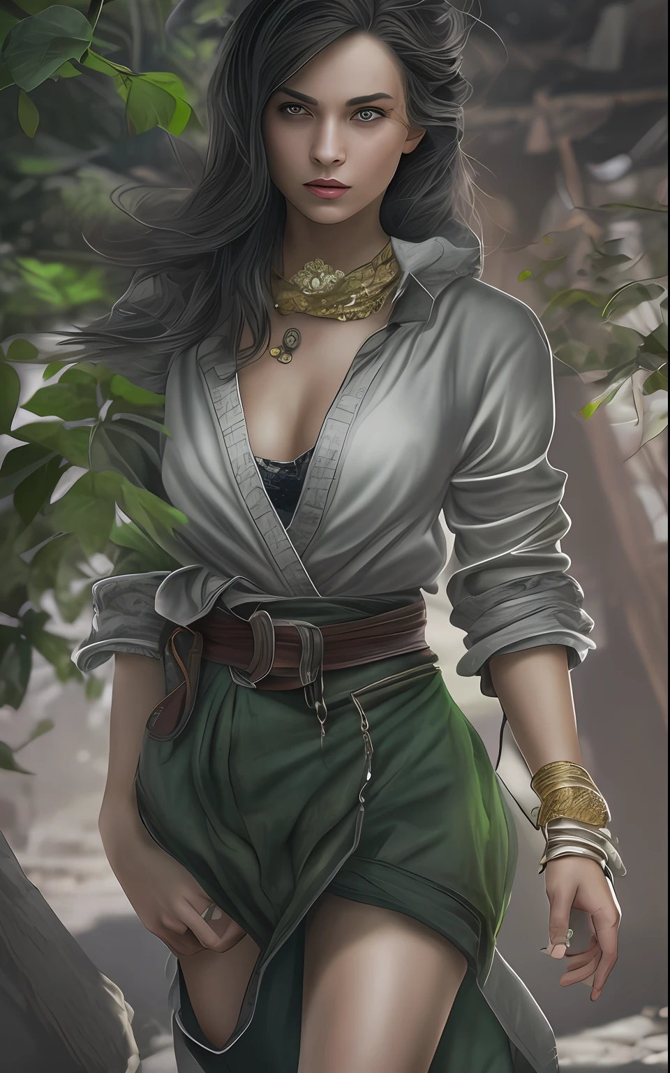 Sharp, 8K, Trending on ArtStation, an intricate, Pattern, Realistic fantasy, 7K,A hyper-realistic, hyper-detailing, analog style, The wind is looking for leaves, The leaves are twisted, The leaves fall off, , humble, low cut, An old cloak, detailed skin, Matte skin, soft-lighting, sub-surface Scattering, Realistic, Heavy shadow, Masterpiece, Best Quality, ultra realistis, 8K, the golden ratio, Intricate, high detail, Film photography, soft focus, duo, Two women in their 30s, The woman+The woman, +Blizneuw, sharp facial features, long jacket, ripped pants, An old scarf, wrapped around the head, Detailed appearance, Четкость 8 K, A huge loose rope weighs in front, In his hands, He's holding a huge rope, A whirlwind of leaves beneath your feet, BREAK , Illustrate a monochromatic world with the addition of green, Use only shades of black, White & gris, To convey depth, Emotions and striking visual impact. Landscapes."street fighter", in the style of 0MIB, many people, slums, Brad Johnson, American actor,  Girl with dark hair, Wax 30 years