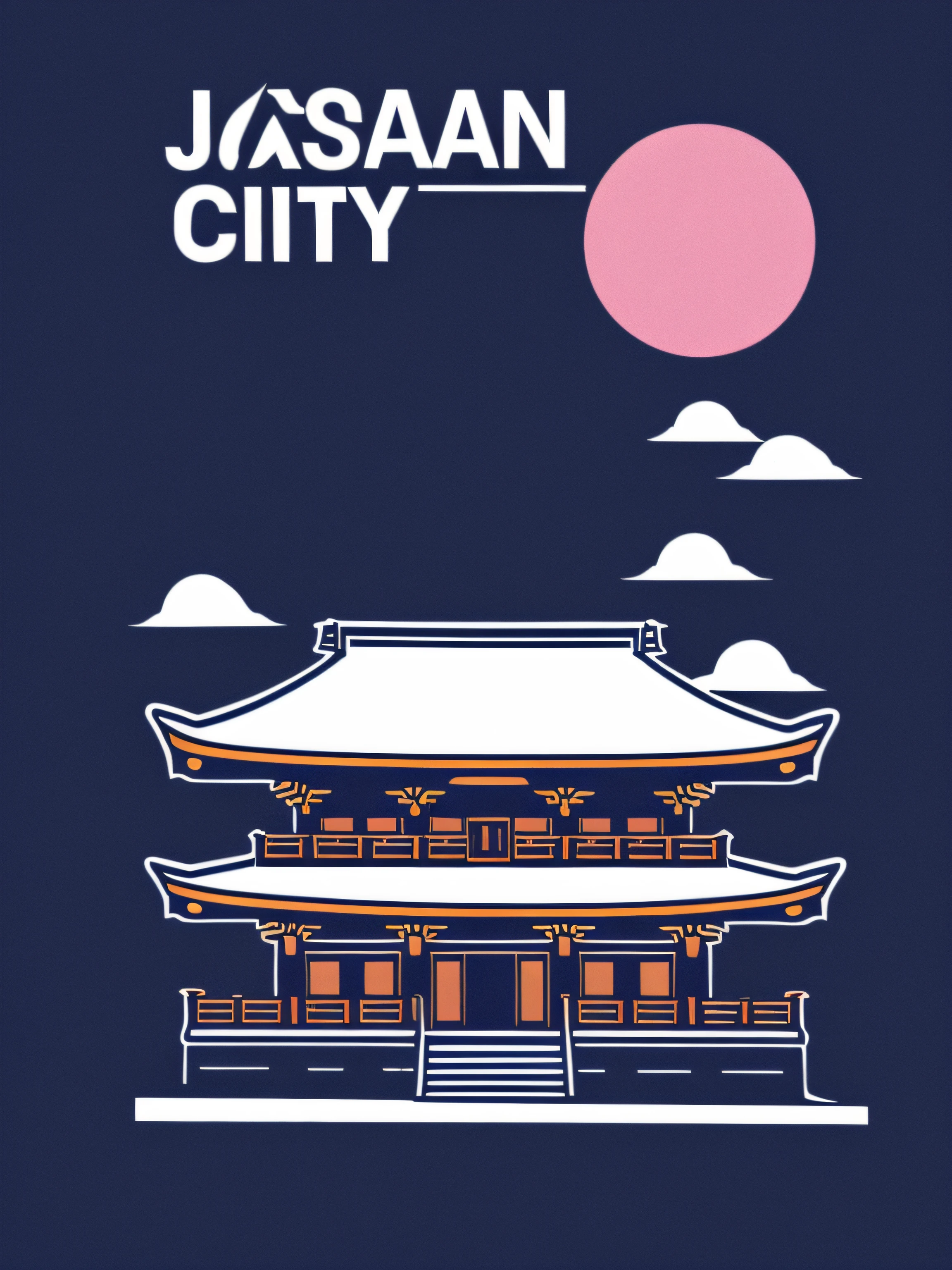 detailed ilustration japan city, t-shirt design, dark blue color, vector art, pastel tetradic color, retro aesthetic, digital painting, adobe illustrator