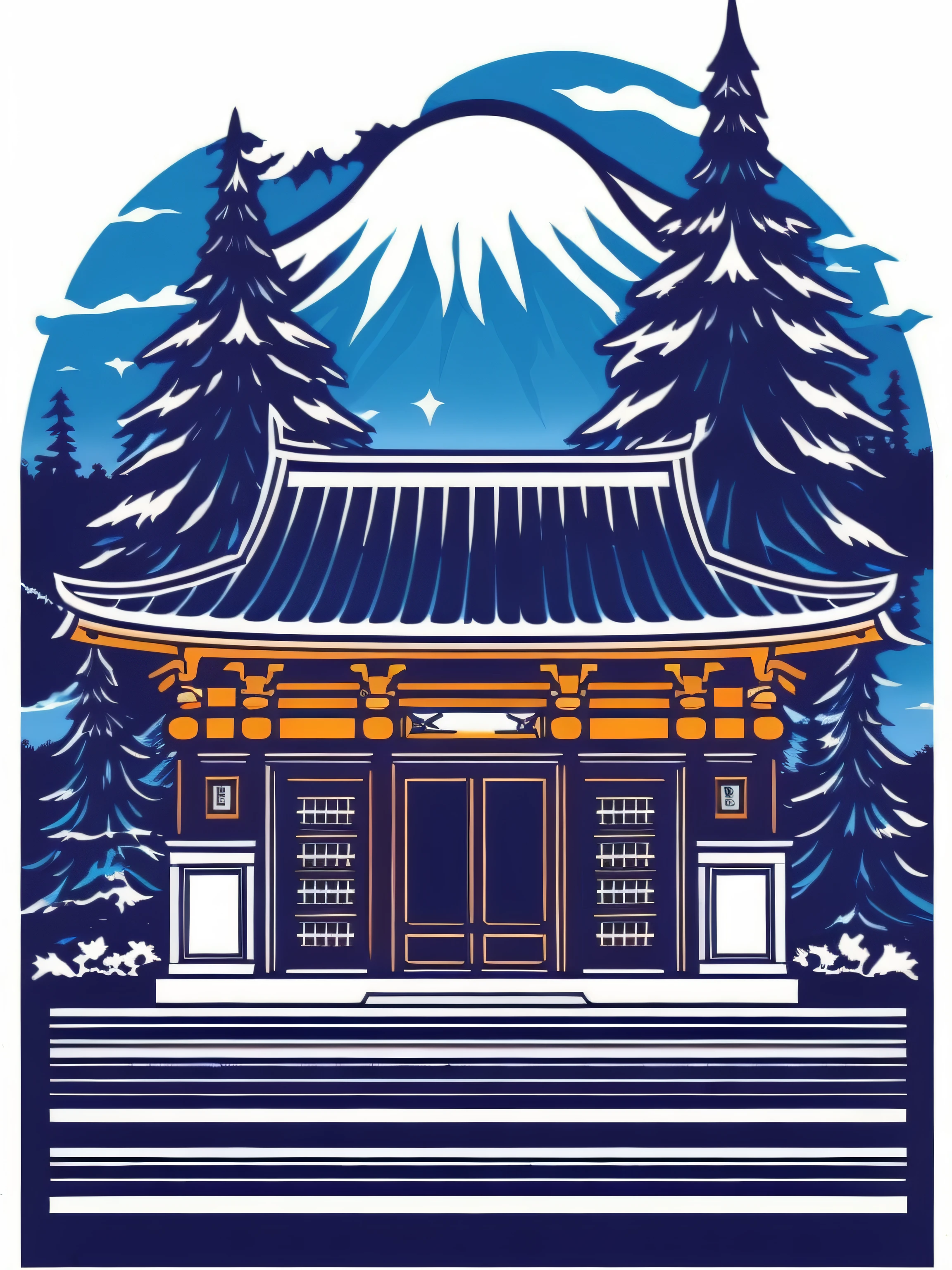 detailed ilustration japan city, t-shirt design, dark blue color, vector art, pastel tetradic color, retro aesthetic, digital painting, adobe illustrator