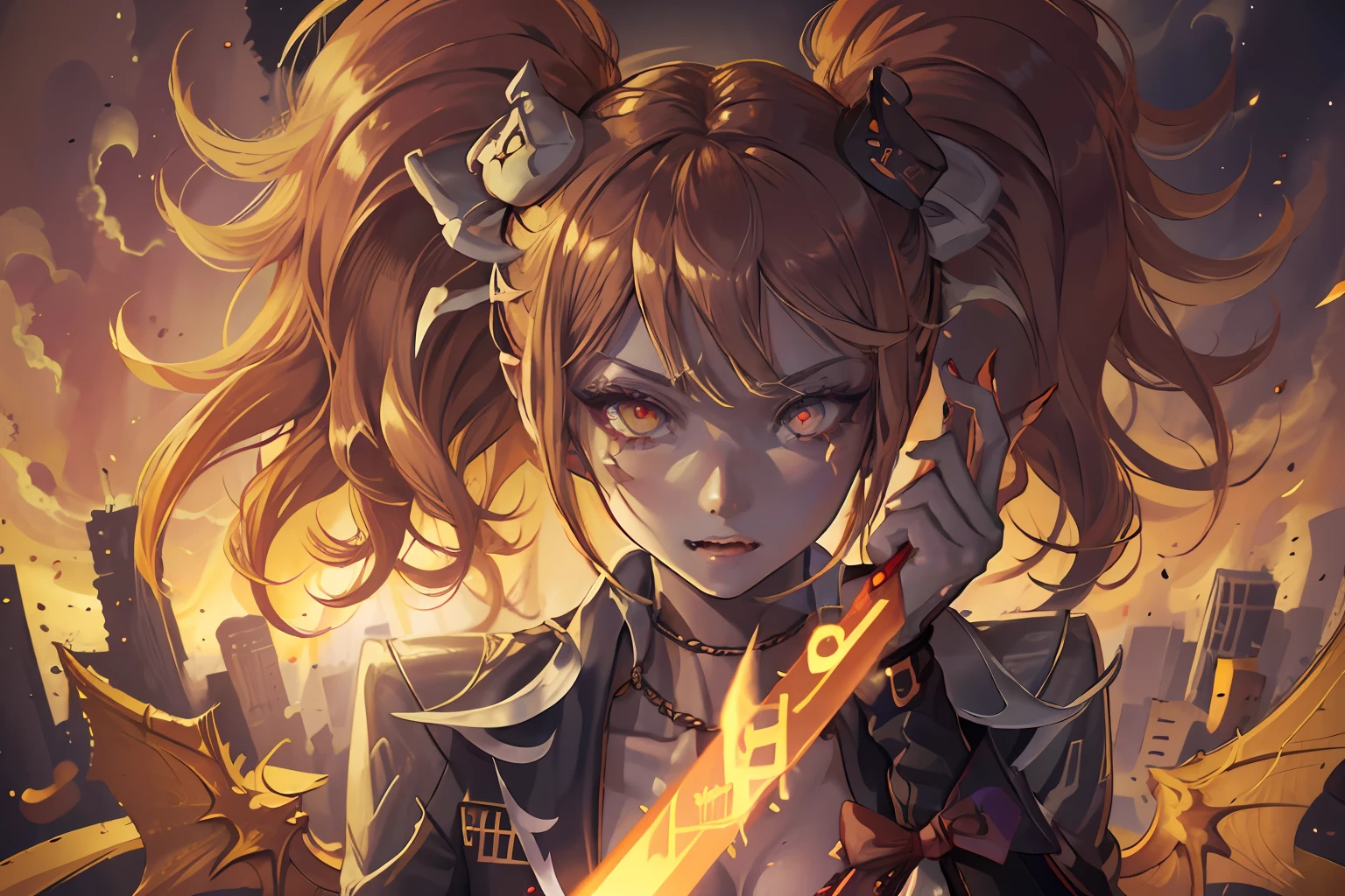 Discord-chan,(detailed face and eyes:1.3),1girl,DemonicT,sclera,horns,wings,colored sclera,demon wings,demon horns,slit pupils,Ultra-detail,(highres:1.1),best quality,(masterpiece:1.3),cinematic lighting, through screen, moniitor