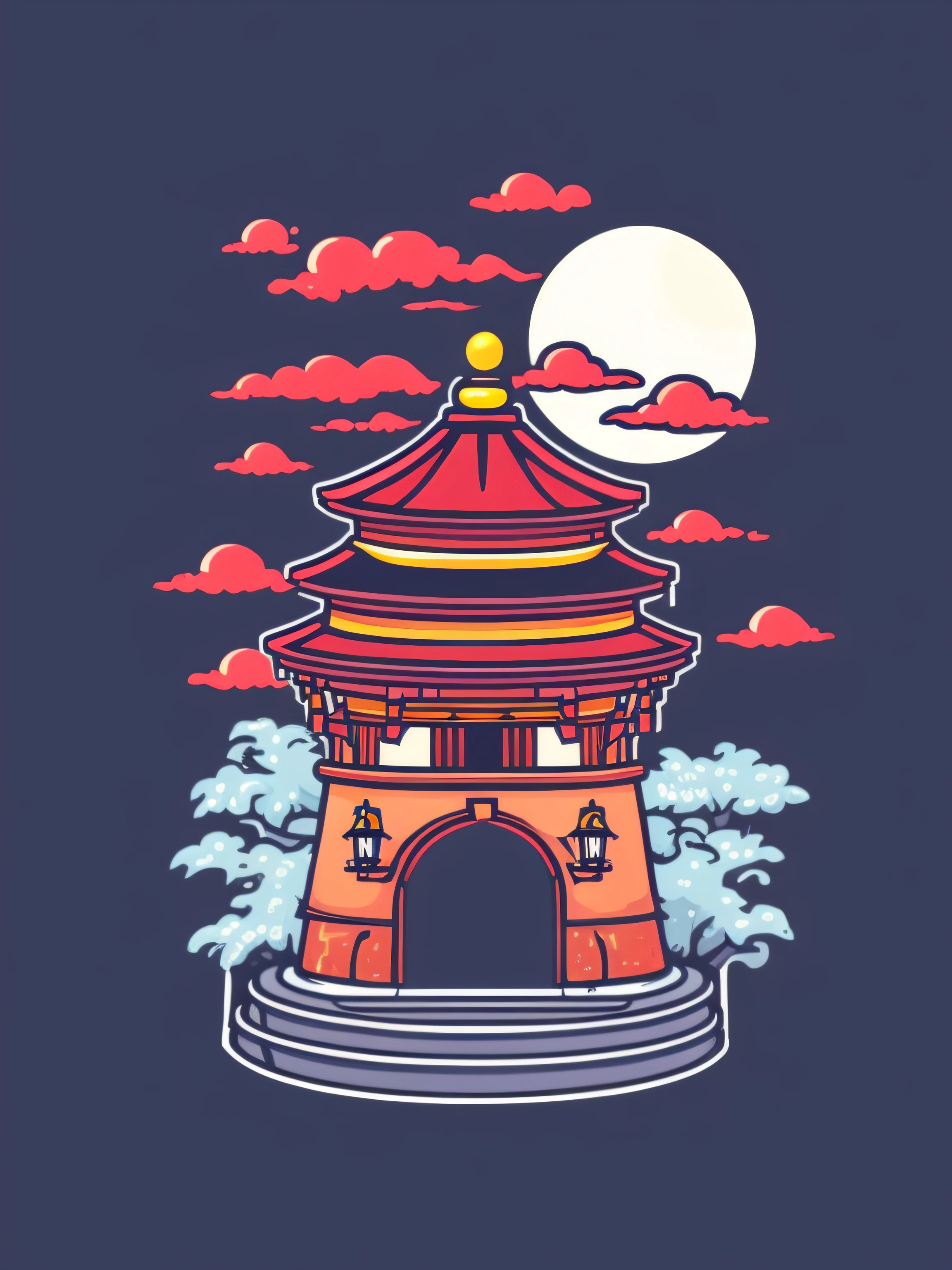 A detailed illustration japan city,magic, t-shirt design, red color , dark magic splash, dark, ghotic, t-shirt design, in the style of Studio Ghibli, pastel tetradic colors, 3D vector art, cute and quirky, fantasy art, watercolor effect, bokeh, Adobe Illustrator, hand-drawn, digital painting, low-poly, soft lighting, bird's-eye view, isometric style, retro aesthetic, focused on the character, 4K resolution, photorealistic rendering, using Cinema 4D