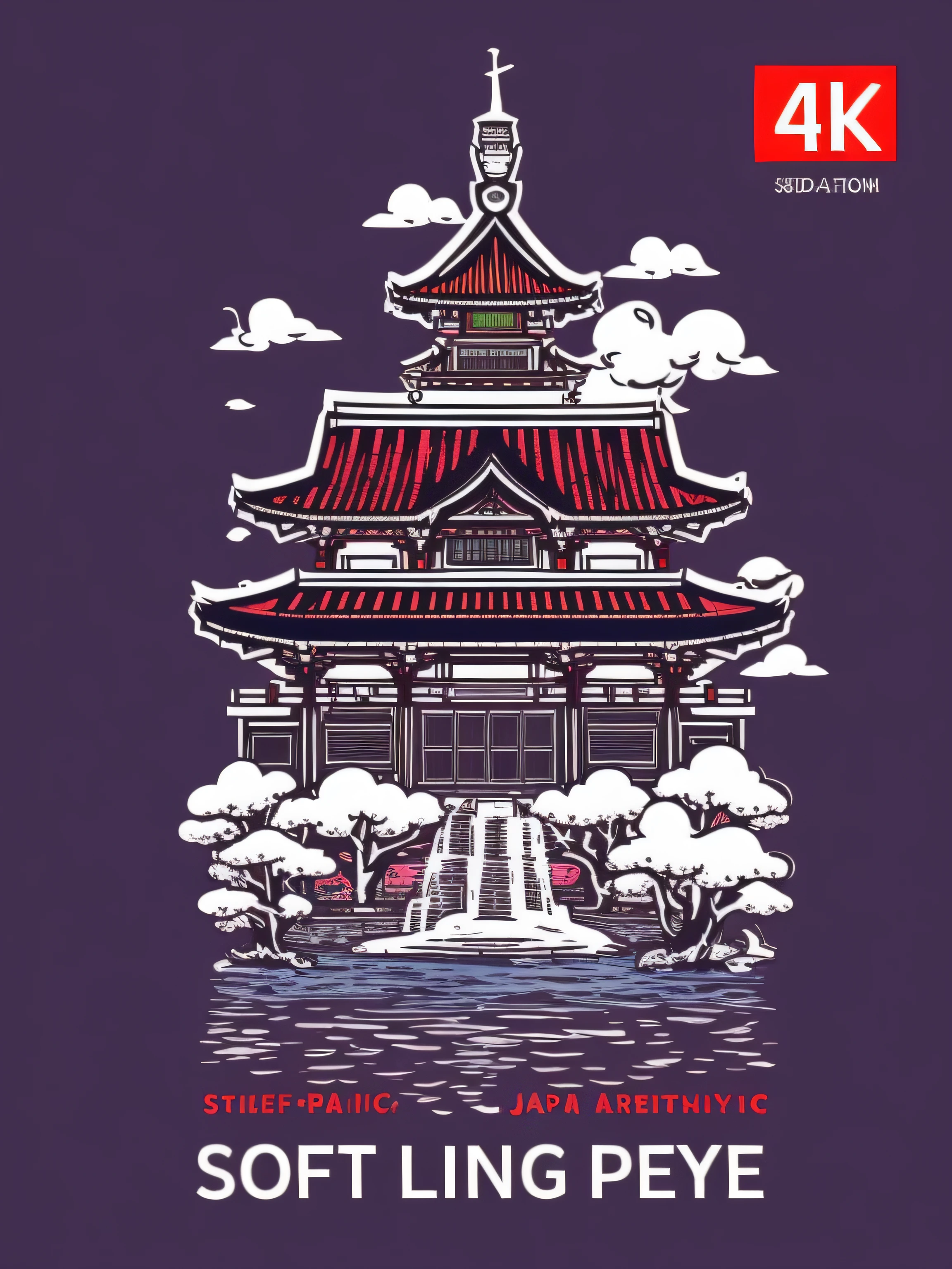 A detailed illustration japan city,magic, t-shirt design, red color , dark magic splash, dark, ghotic, t-shirt design, in the style of Studio Ghibli, pastel tetradic colors, 3D vector art, cute and quirky, fantasy art, watercolor effect, bokeh, Adobe Illustrator, hand-drawn, digital painting, low-poly, soft lighting, bird's-eye view, isometric style, retro aesthetic, focused on the character, 4K resolution, photorealistic rendering, using Cinema 4D