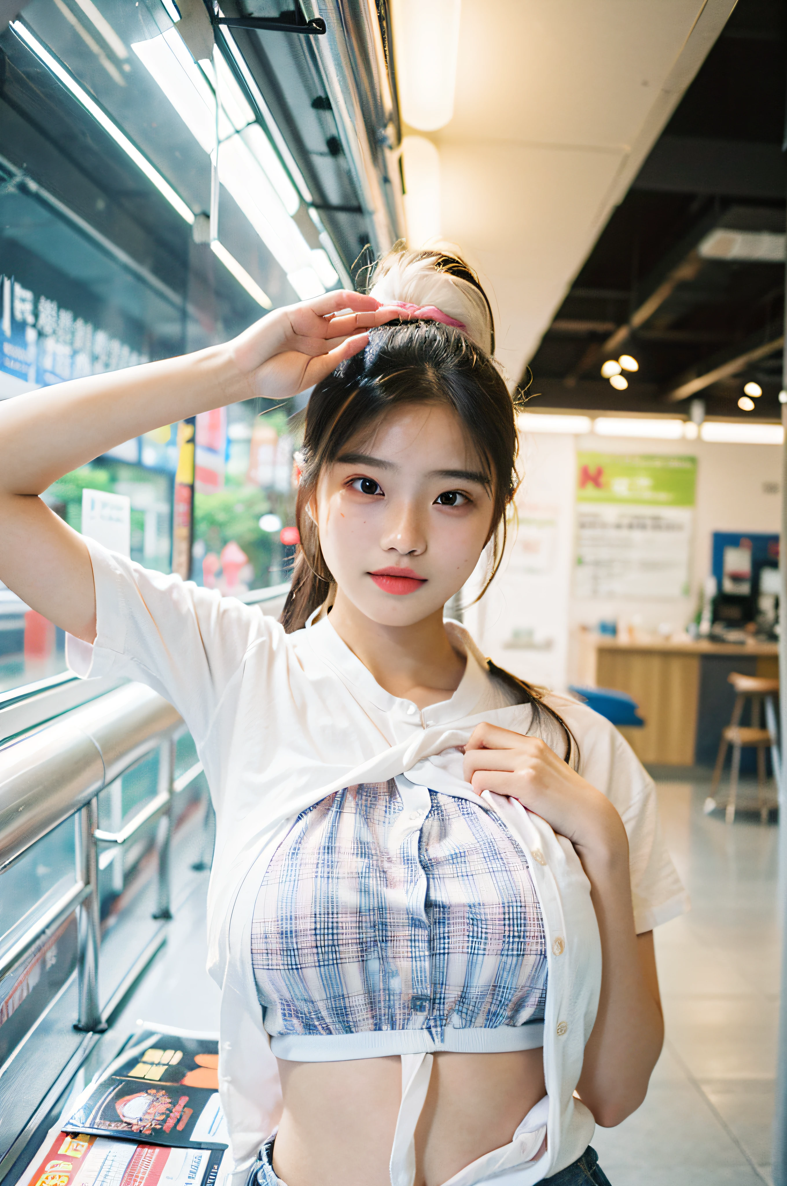 (Large of breast:1.4),(shirt:1.4),(Best quality,Masterpiece,超高分辨率,(Photorealistic:1.4),1girll,(16 years old:1.4),(Long hair:1.6)
