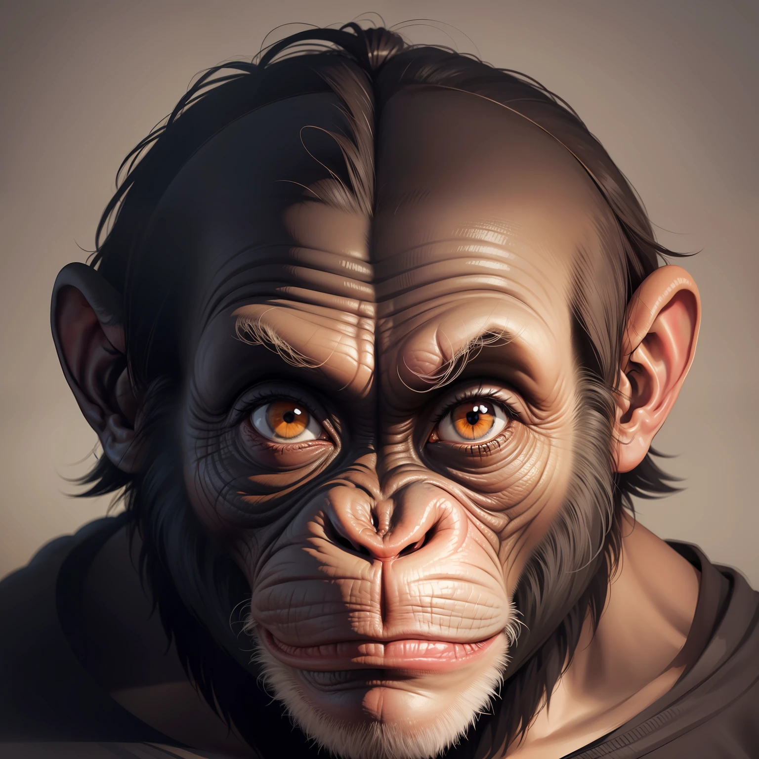 Chimpanzee sad head down