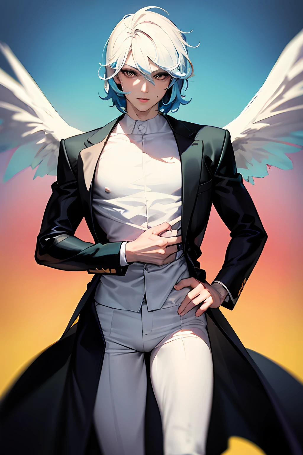 Homem com assa anjo colorida