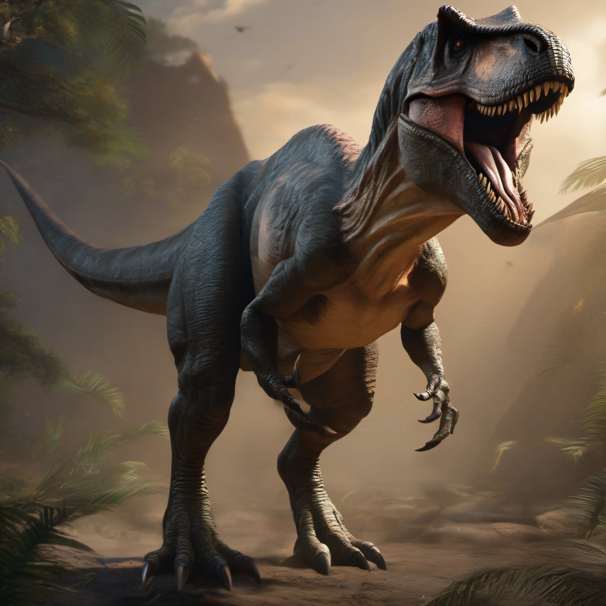 a full body of Dinosuar T-Rex , intrinsic details, masterpiece, hyper realistic , hd , 8k
