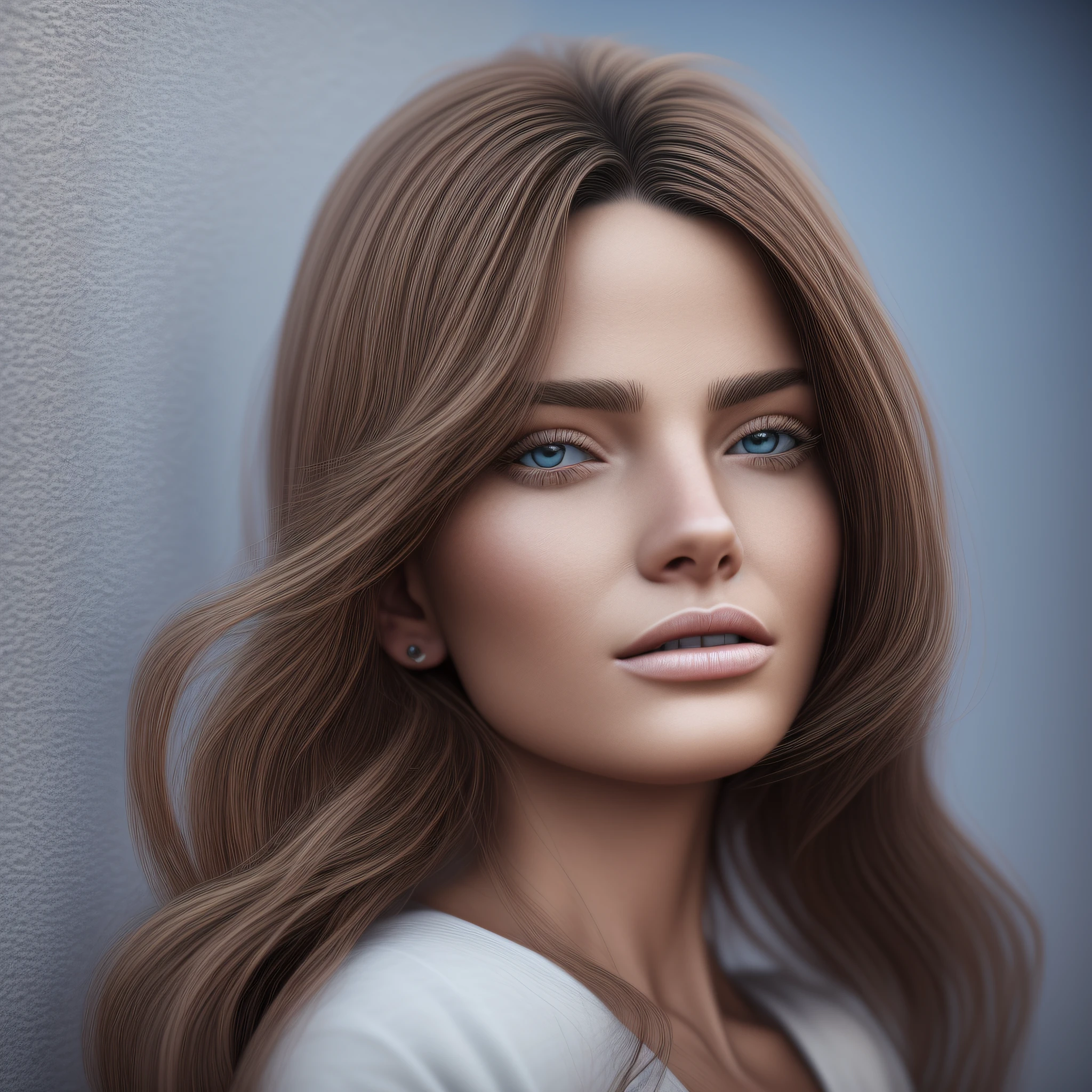 retrato realista de uma mulher, rosto perfeito, dia ensolarado e (nevando:1), capuz azul, BREAK, add_detail:1, octane render