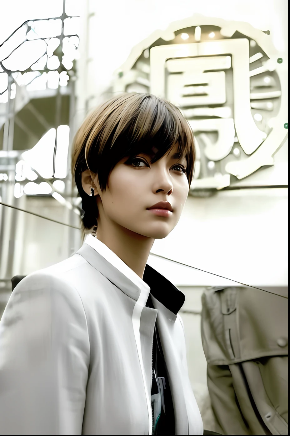 1girl,  police woman, uniform, night street, lighting on face,   bright back lighting,  medium , ultra high res, best quality, photo, 4k, (photorealistic:1.2),