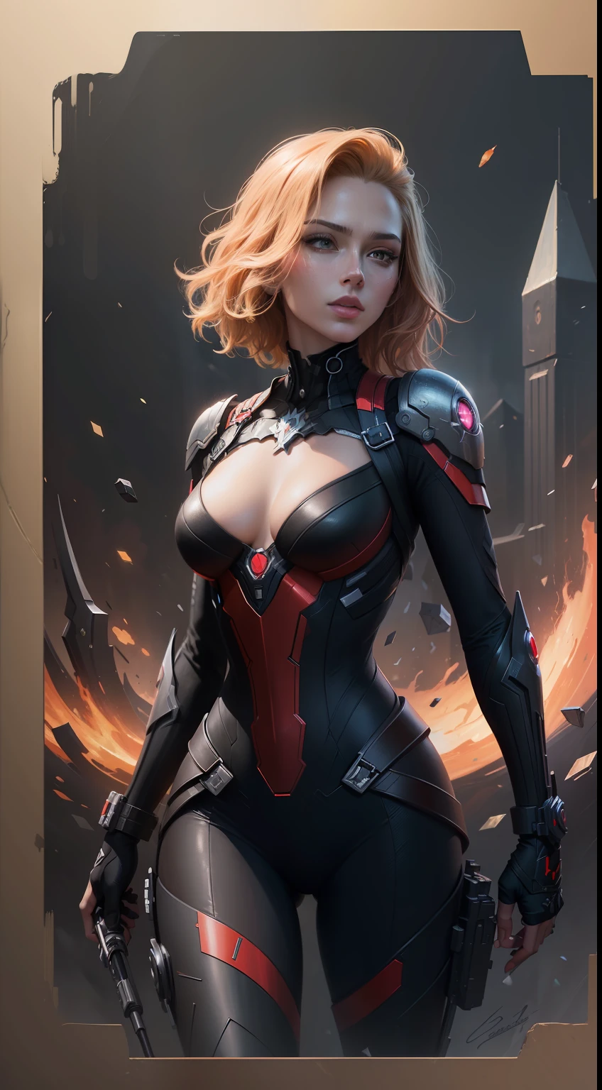 (Best Quality),(Masterpiece),(Ultra Detailed),(4k resolution),(Extremely detailed),Abstract expressionist painting "Hyperion", Black Widow, tarot card, Trending on ArtStation, Digital Painting, character concept art portrait, Scary