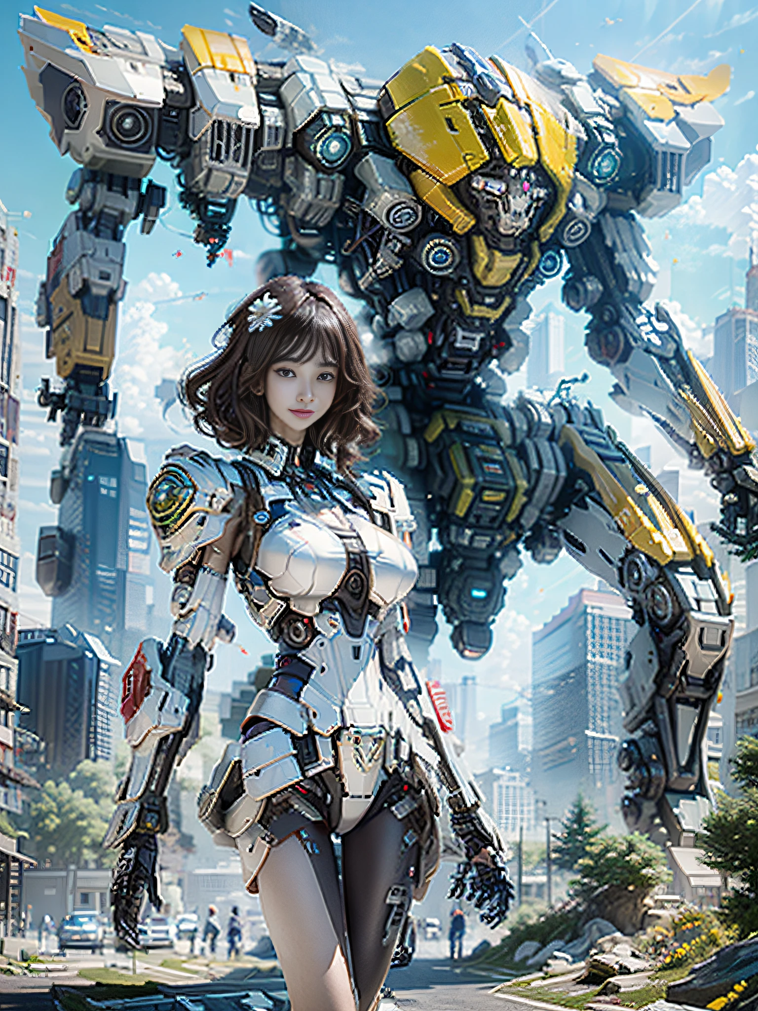 ((Best quality)), ((masterpiece)), (highly detailed:1.3), 3D,Shitu-mecha, beautiful cyberpunk women with her mecha in the ruins of city from a forgoten war, ancient technology,HDR (High Dynamic Range),Ray Tracing,NVIDIA RTX,Super-Resolution,Unreal 5,Subsurface scattering,PBR Texturing,Post-processing,Anisotropic Filtering,Depth-of-field,Maximum clarity and sharpness,Multi-layered textures,Albedo and Specular maps,Surface shading,Accurate simulation of light-material interaction,Perfect proportions,Octane Render,Two-tone lighting,Low ISO,White balance,Rule of thirds,Wide aperature,8K RAW,Efficient Sub-Pixel,sub-pixel convolution,luminescent particles,light scattering,Tyndall effect