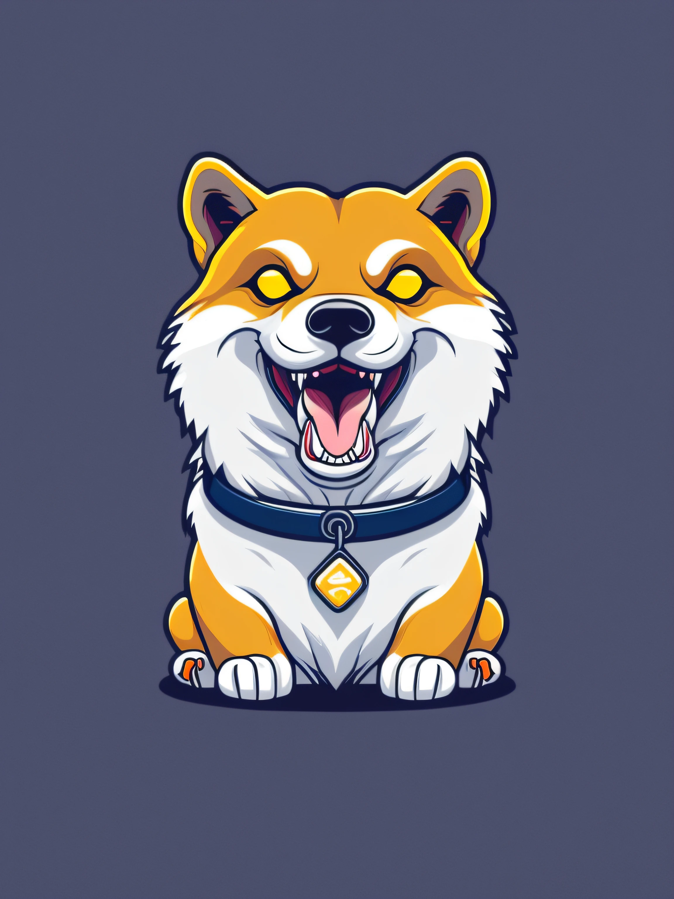 A detailed illustration japan shiba inu, magic, t-shirt design, yellow color, t-shirt design, pastel tetradic colors, 3D vector art, cute and quirky, fantasy art, Adobe Illustrator, hand-drawn, digital painting, low-poly, soft lighting, retro aesthetic, focused on the object, 4K resolution, photorealistic rendering, using Cinema 4D, isometric style