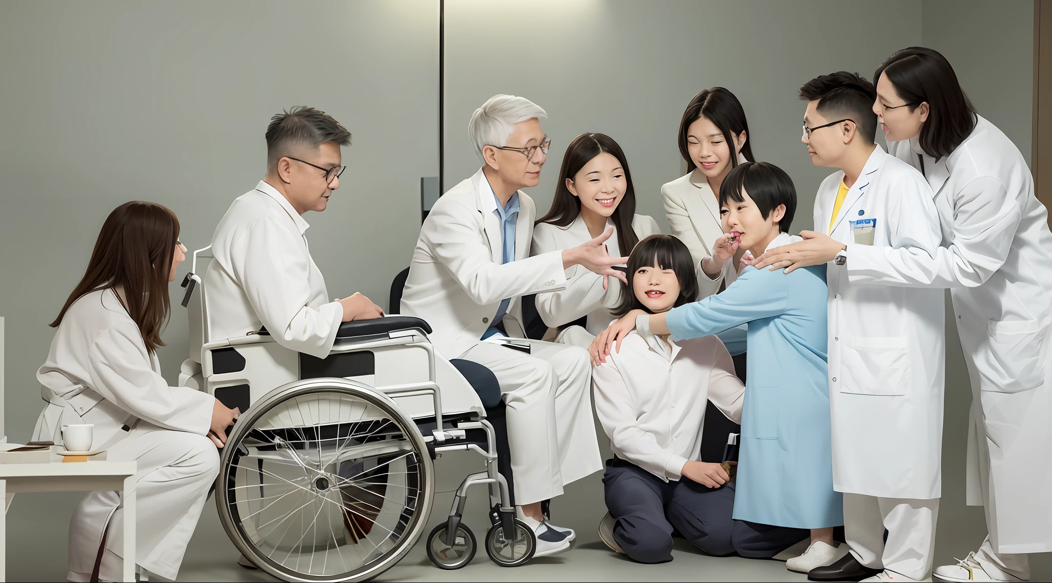 Group of people with a man in a wheelchair in a room painting, author:Kim Jong-hee, author:Shi Zhonggui, medical drawing, author:Ruth Jen, author:Margaret Leitritz, author:Sally Haley, author:Yi Yuanji, author:Ayako hexagon, author:Uesaka Seka, dissection sketch,The best doctor-patient relationship,It's our friends with each other~
When communicating with family members about their condition today,My family has been saying thank you to me with their hands folded。When you finally hear my voice,Already out of life
When dangerous,Suddenly hugged me excitedly,in tears,He kept saying thank you。A sudden hug,At first I was stunned,Then he also gently patted ta's shoulder,dices,You can rest assured。It was the first time in my career, I got feedback,hugs,At that moment,I was really impressed。I think,This hug is the relief of hearing about the emotional turn of the person,This is a thank you to the rescue team,It is also a manifestation of our equal doctor-patient relationship。。
I always look forward to the best doctor-patient relationship,It's that we're like friends,I will inform you of the complete condition and treatment plan,You know and understand perfectly,And choose for yourself。We have different identities,Information is not reciprocal,But we are all equal in the end,like friends,Shoulder。