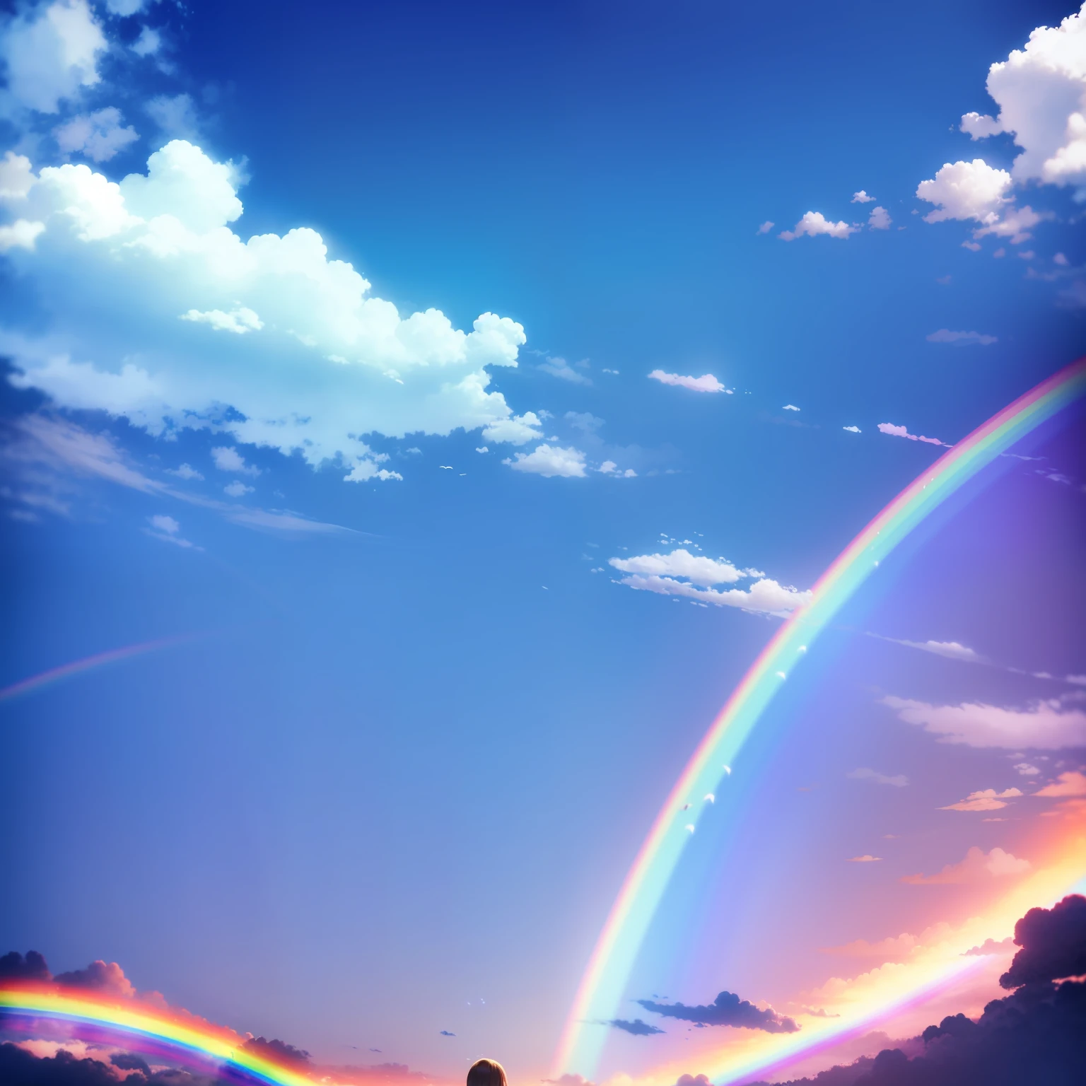 Irridescent color、blue-sky、Big Rainbow、A rainbow