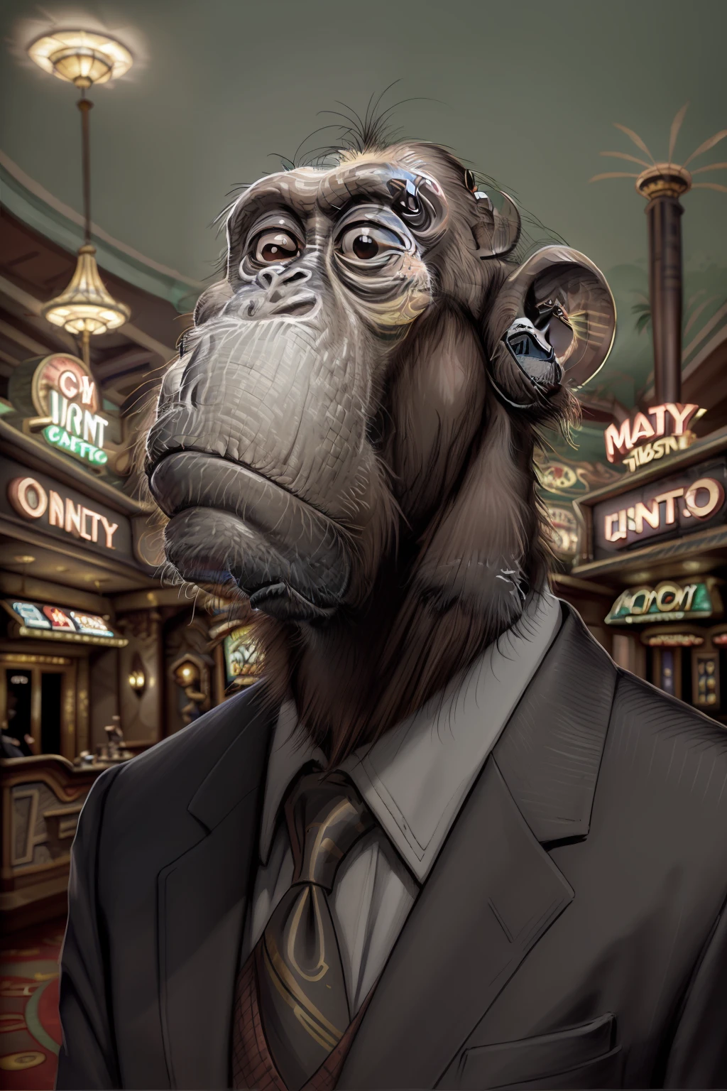 Monkey Portrait, Casino in the background