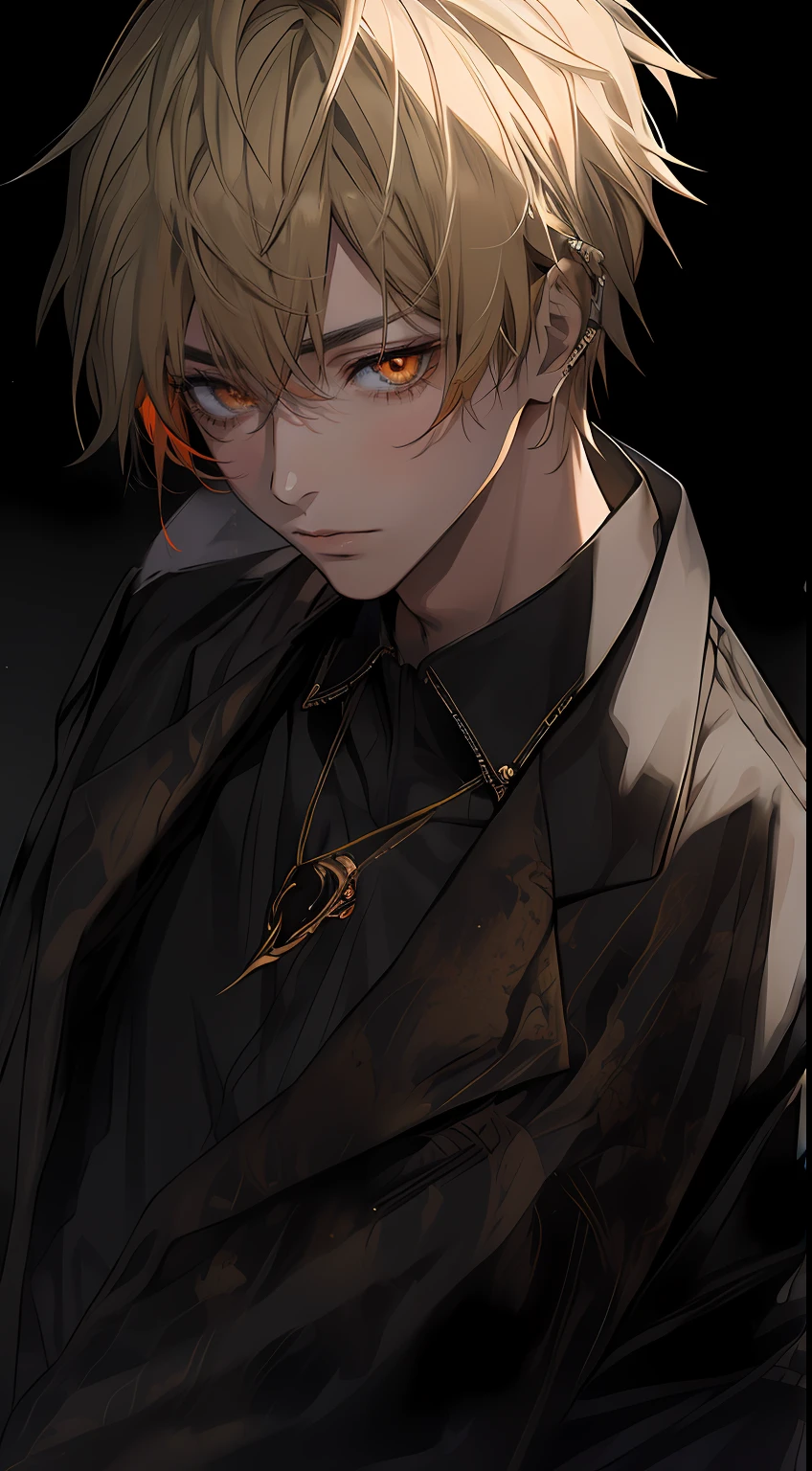 Orange Eyes、long eyes、Hanging、glareing、Sanpaku eyes、Handsome man