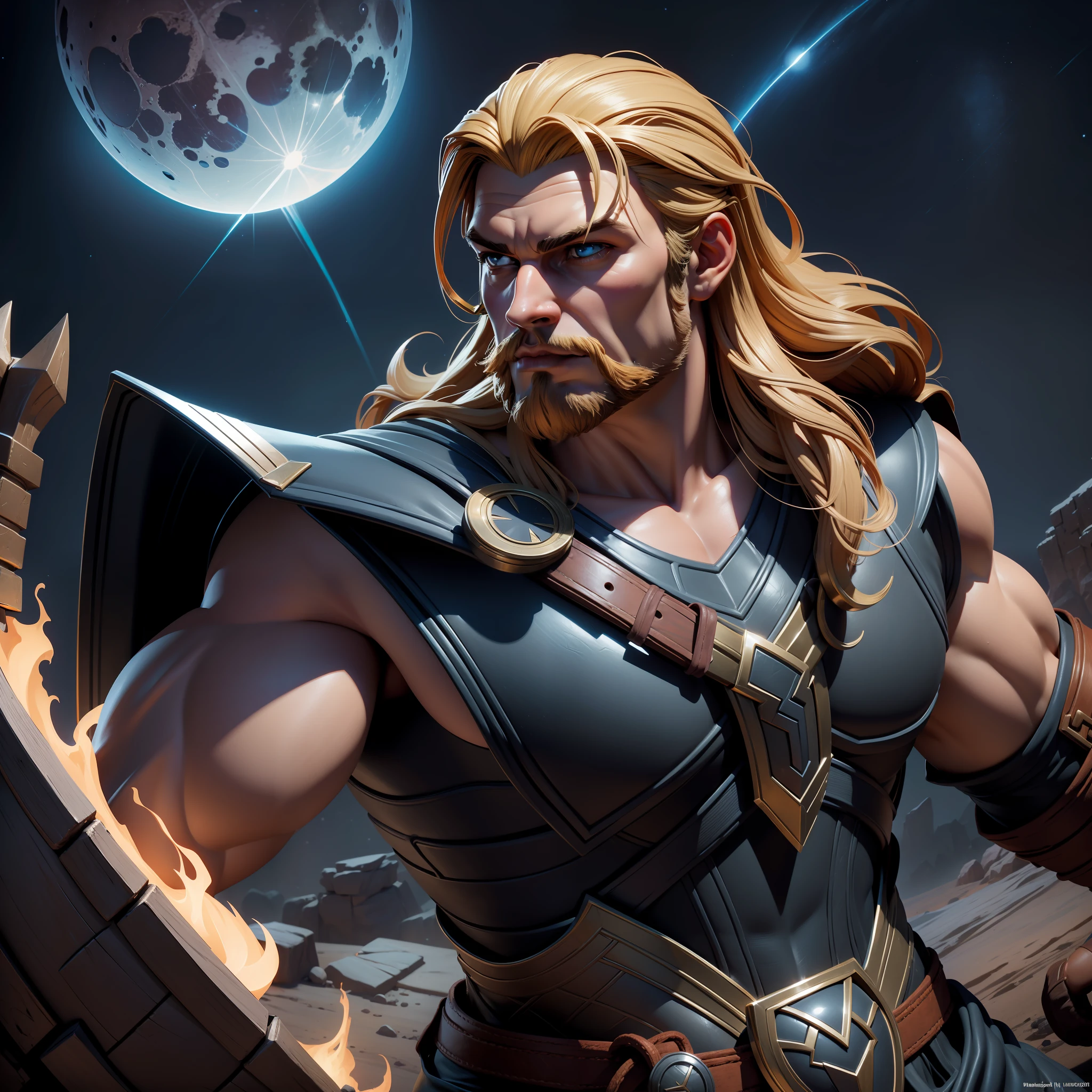 (masterpiece, top quality, best quality, official art, beautiful and aesthetic:1.2), thor the mighty man of the world, thor, comic book's cover, comic book cover, mickey mouse is thor, comic cover, comic book cover visual style, comic cover art, black thor, comic book cover style, thor 2 marvel film, comic book cover art, 1 9 7 0 s comic book, comic book arzach style, night, moon light, street, thor, 8 k hd detailed oil painting,