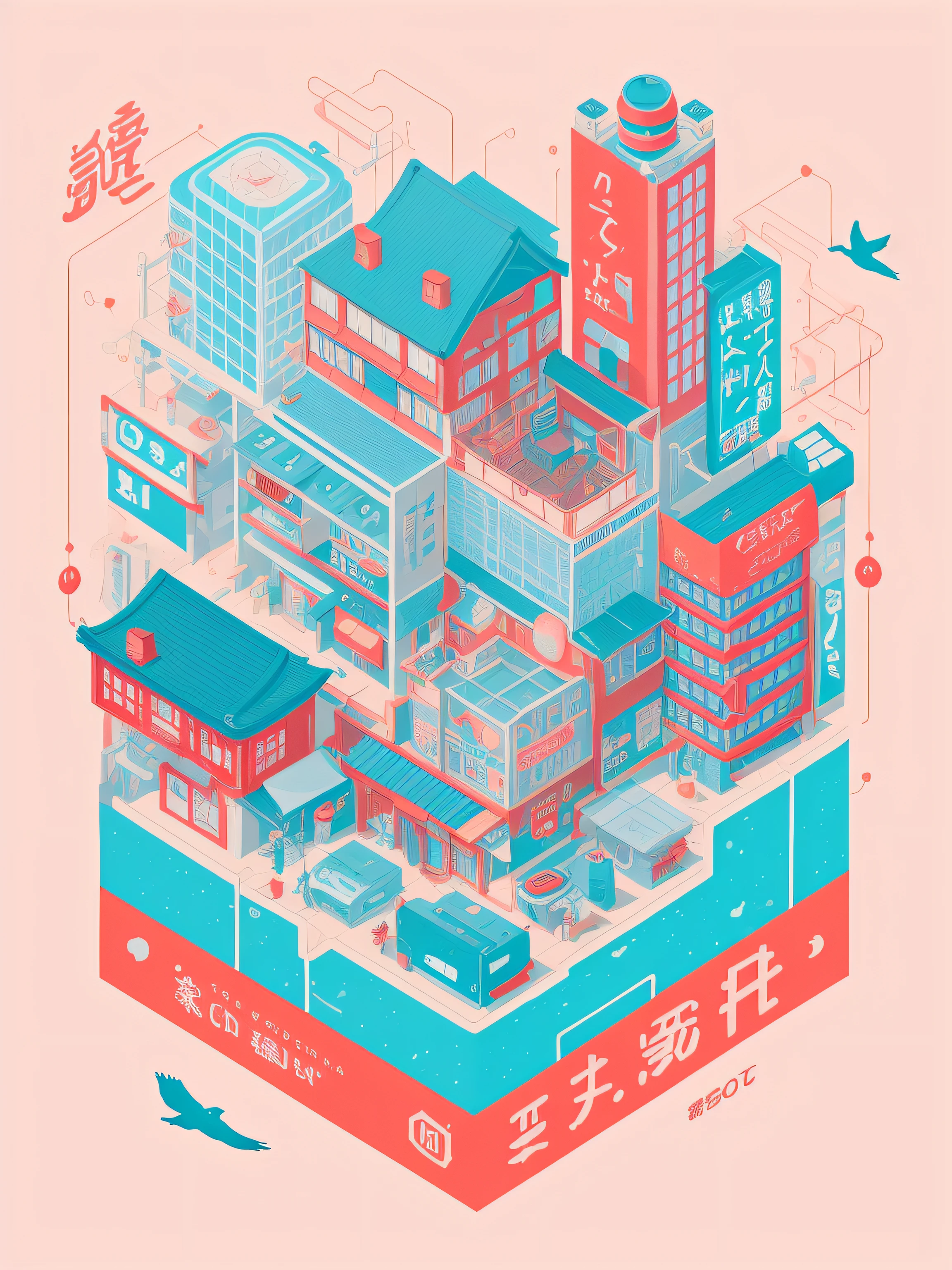 A detailed illustration japan city,magic, t-shirt design, red color , dark magic splash, dark, ghotic, t-shirt design, in the style of Studio Ghibli, pastel tetradic colors, 3D vector art, cute and quirky, fantasy art, watercolor effect, bokeh, Adobe Illustrator, hand-drawn, digital painting, low-poly, soft lighting, bird's-eye view, isometric style, retro aesthetic, focused on the character, 4K resolution, photorealistic rendering, using Cinema 4D