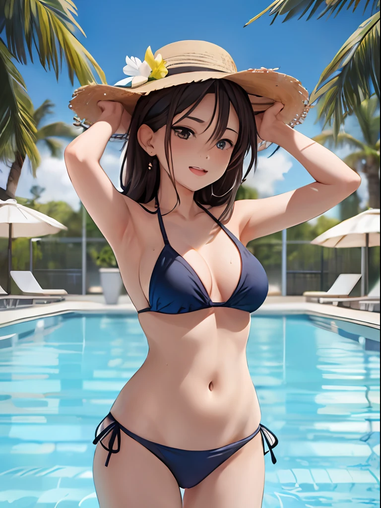 1 girl,bikini,pool,