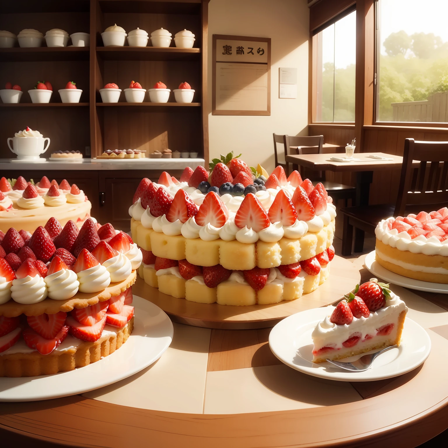Mouth-watering cake、、Strawberry Shortcake、Fruit tart、Beautiful cake shop、No people